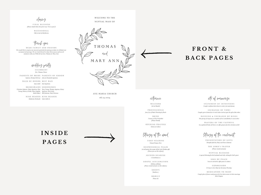 Leaf Bifold Wedding Program Template