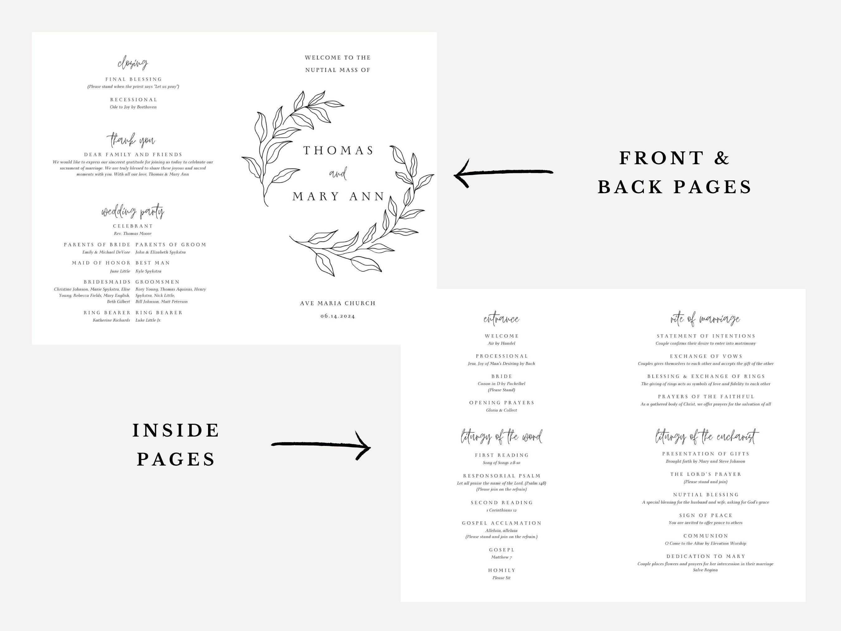 Leaf Bifold Wedding Program Template