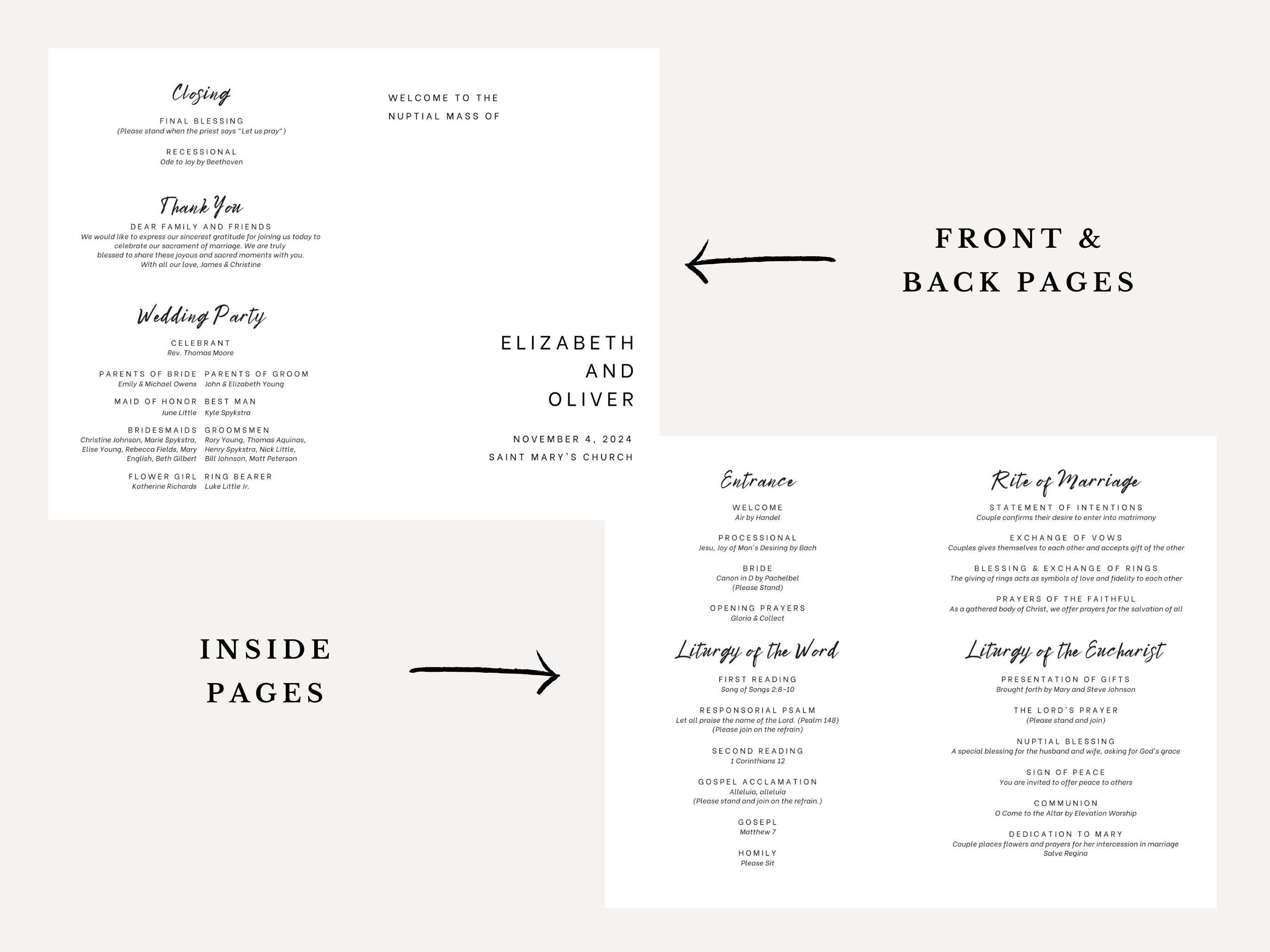 Minimalist Bifold Wedding Program Template