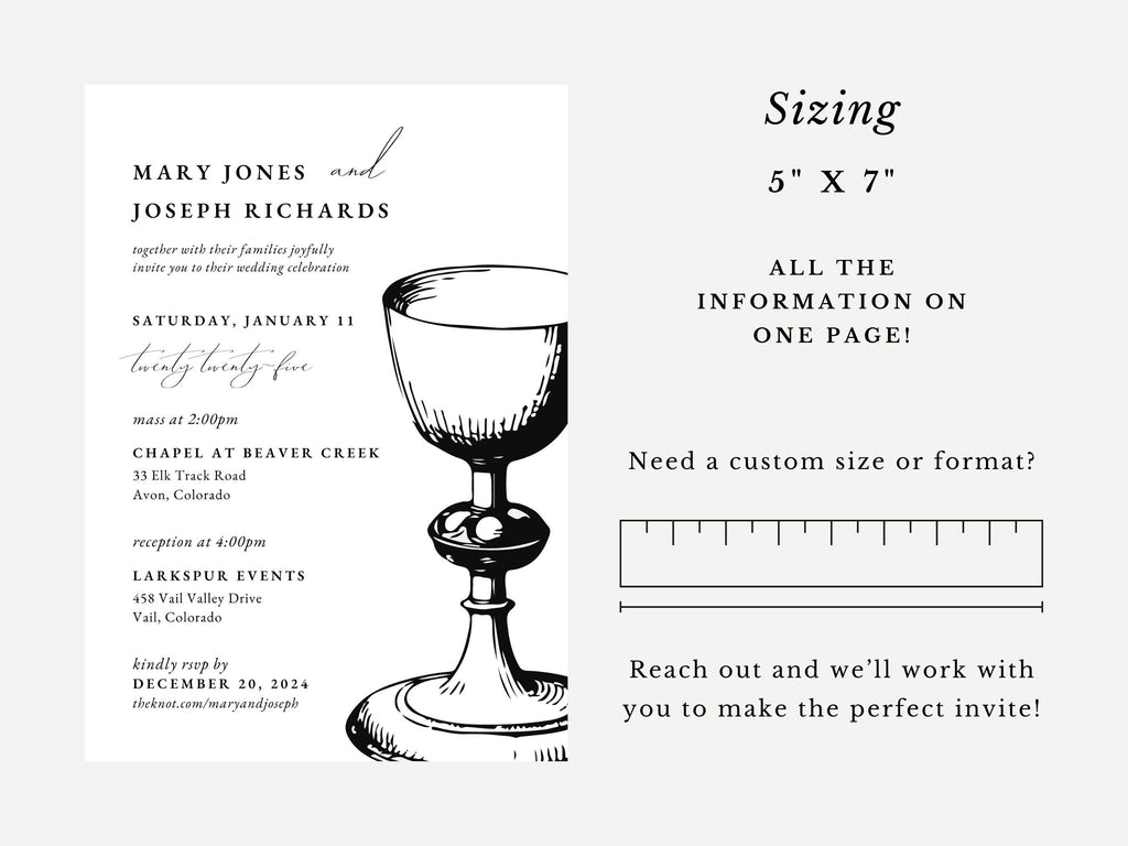 Chalice Catholic Wedding Invitation Template