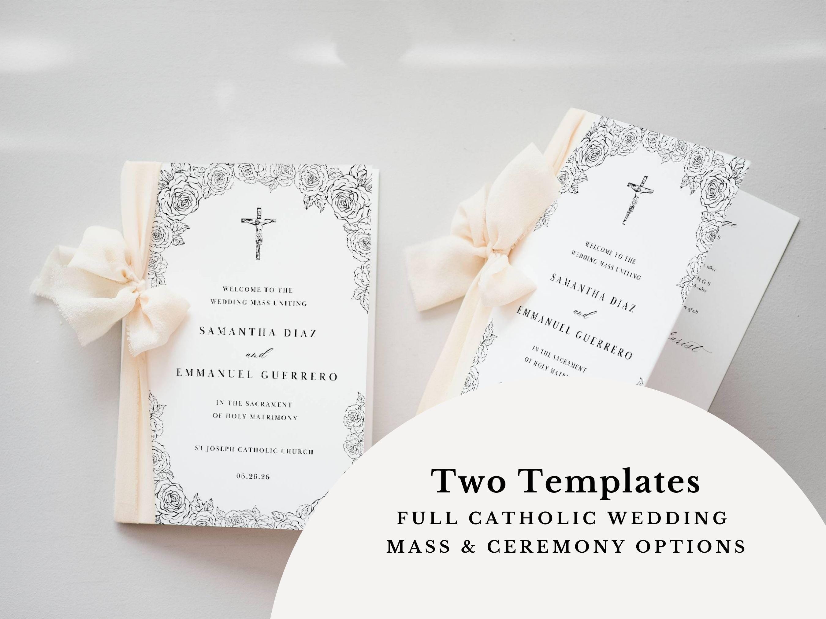 Roses Bifold Wedding Program Template