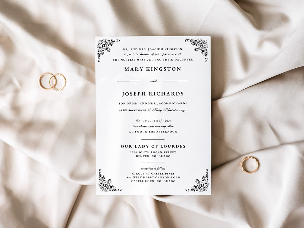 Vintage Catholic Wedding Invitation Template