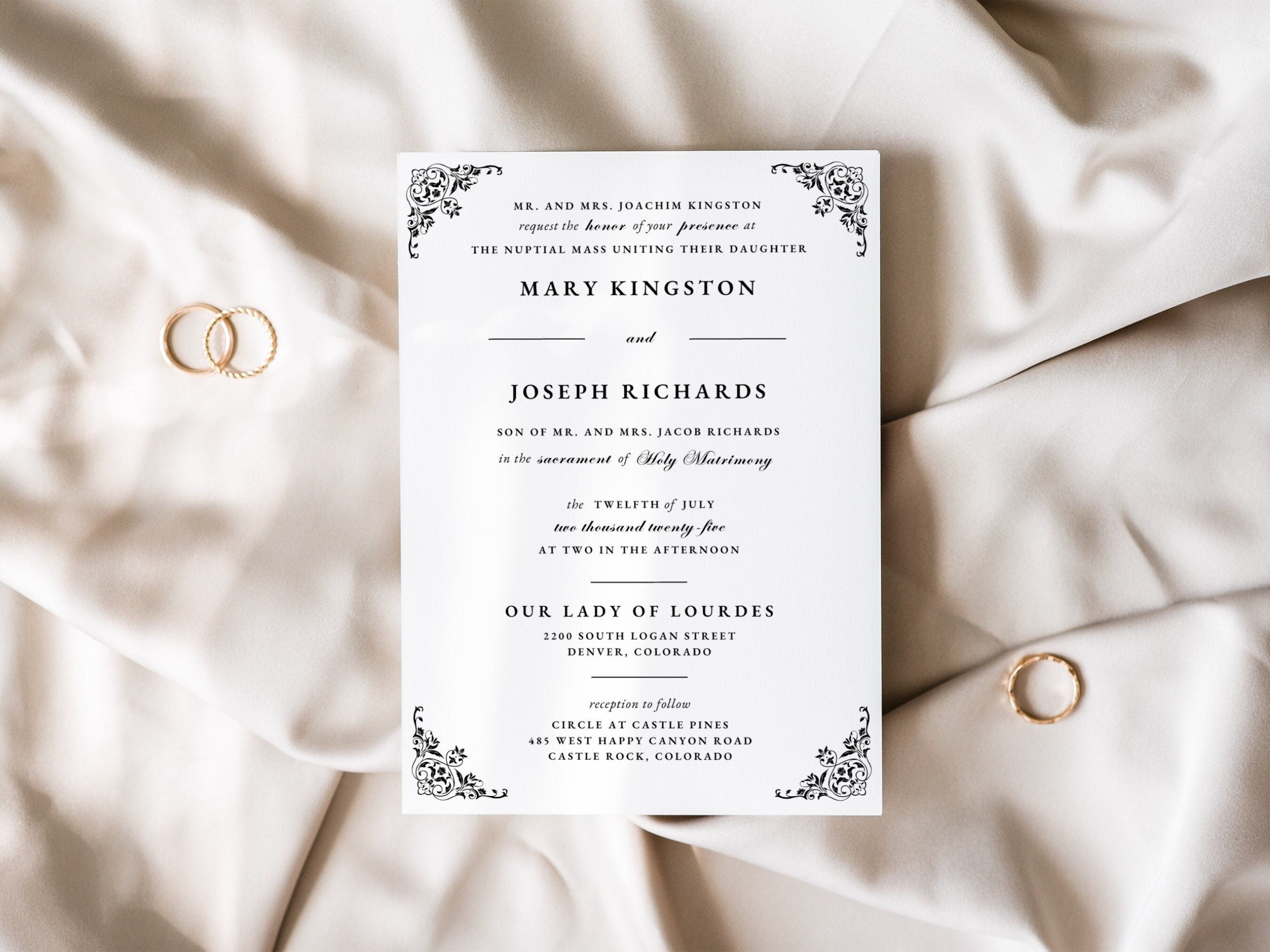 Vintage Catholic Wedding Invitation Template