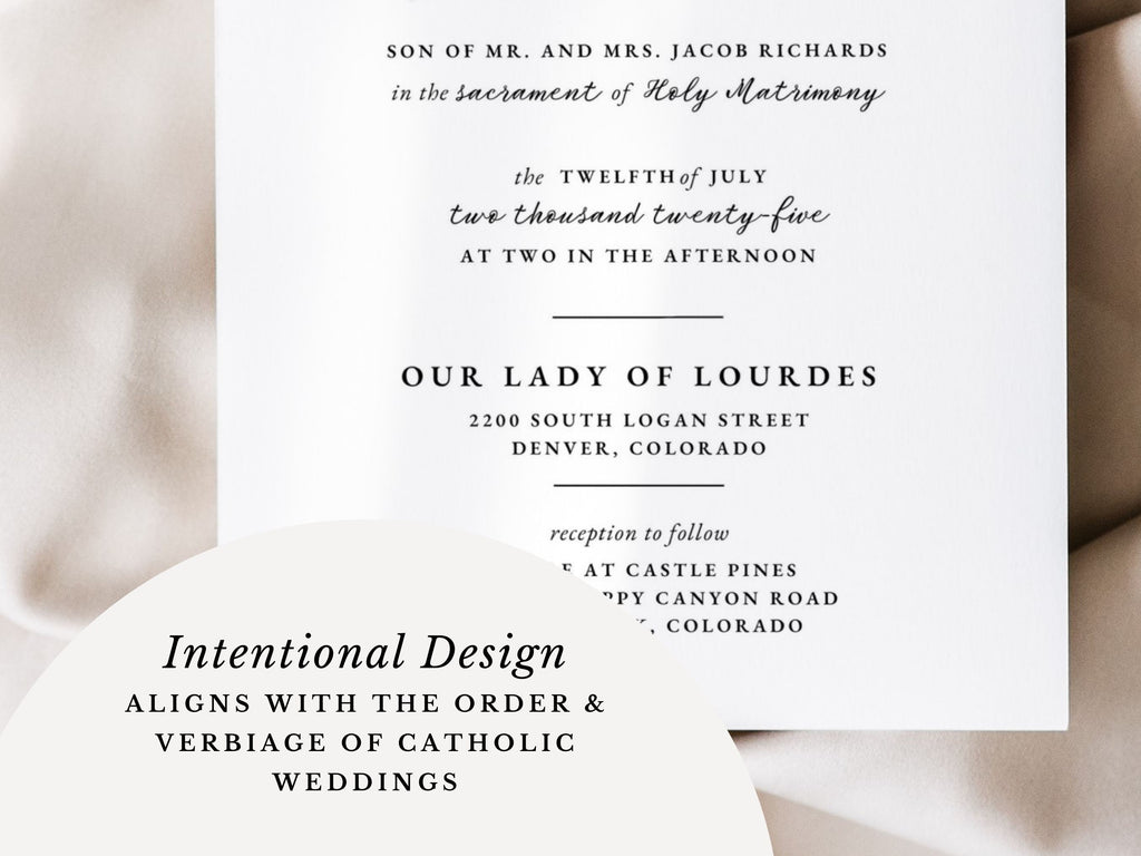 Elegant Catholic Wedding Invitation