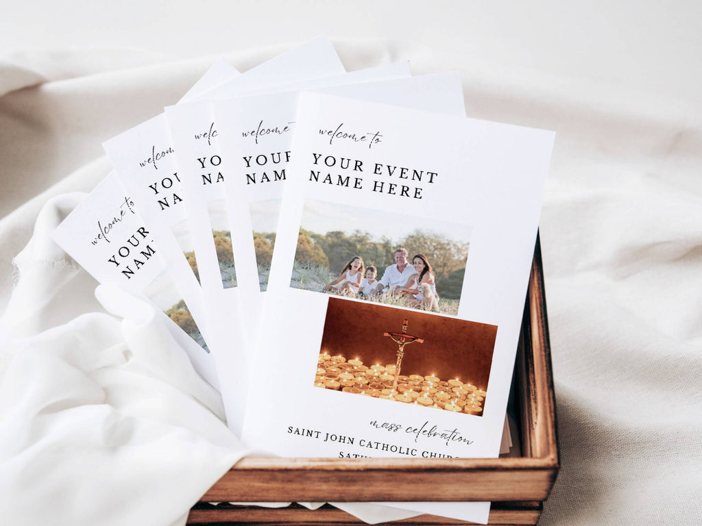 Family Catholic Mass Bifold Program Template
