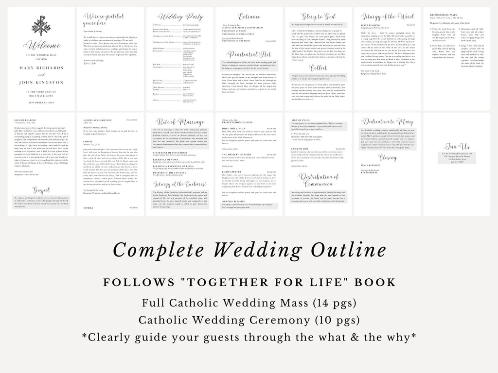 Catholic Rings Full Readings & Explanation Wedding Program Template