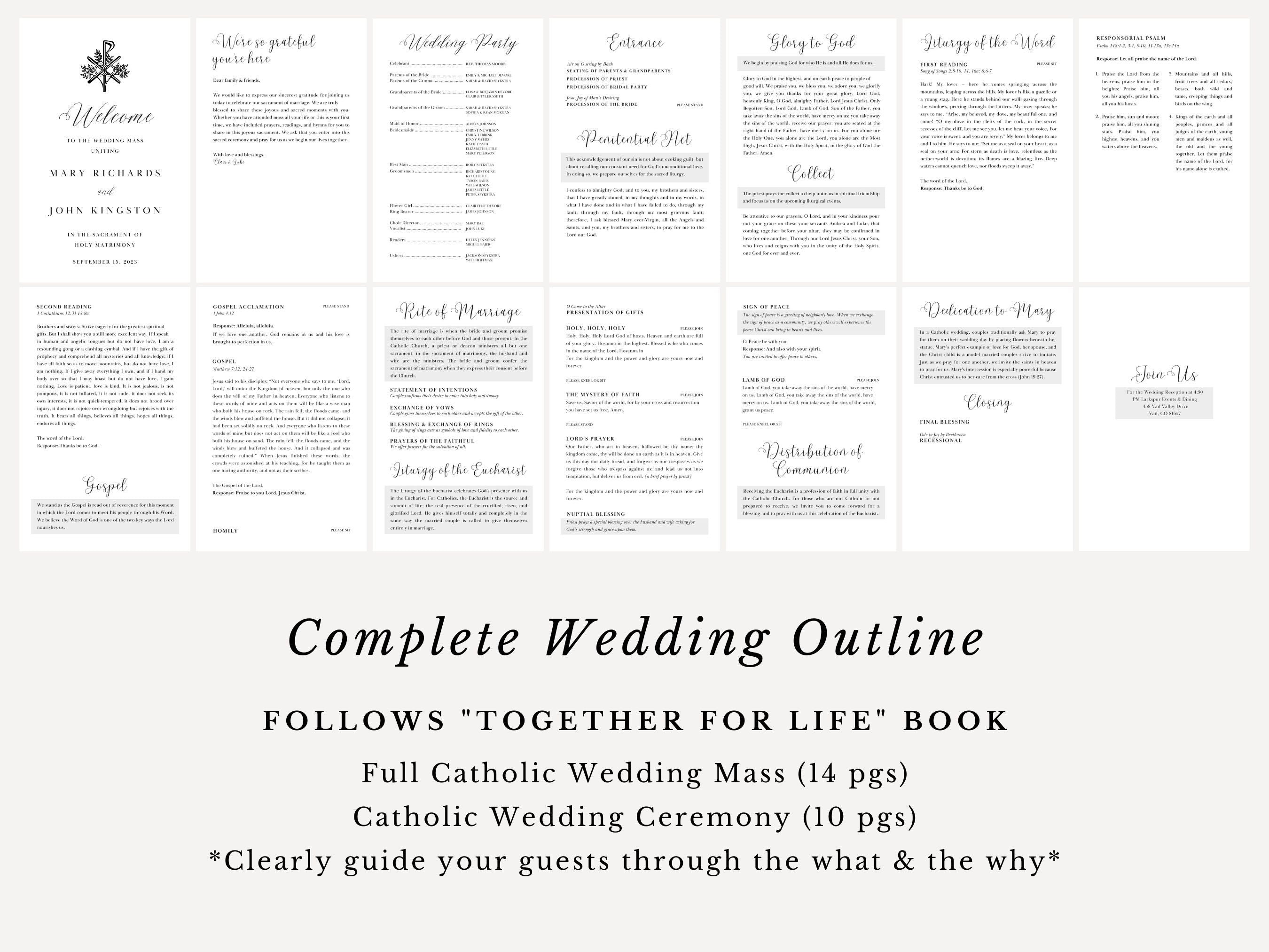 Catholic Rings Full Readings & Explanation Wedding Program Template