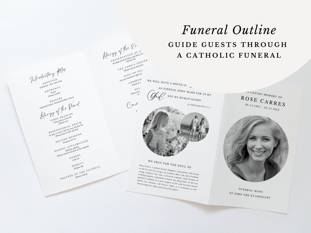 Rose Catholic Funeral Mass Program