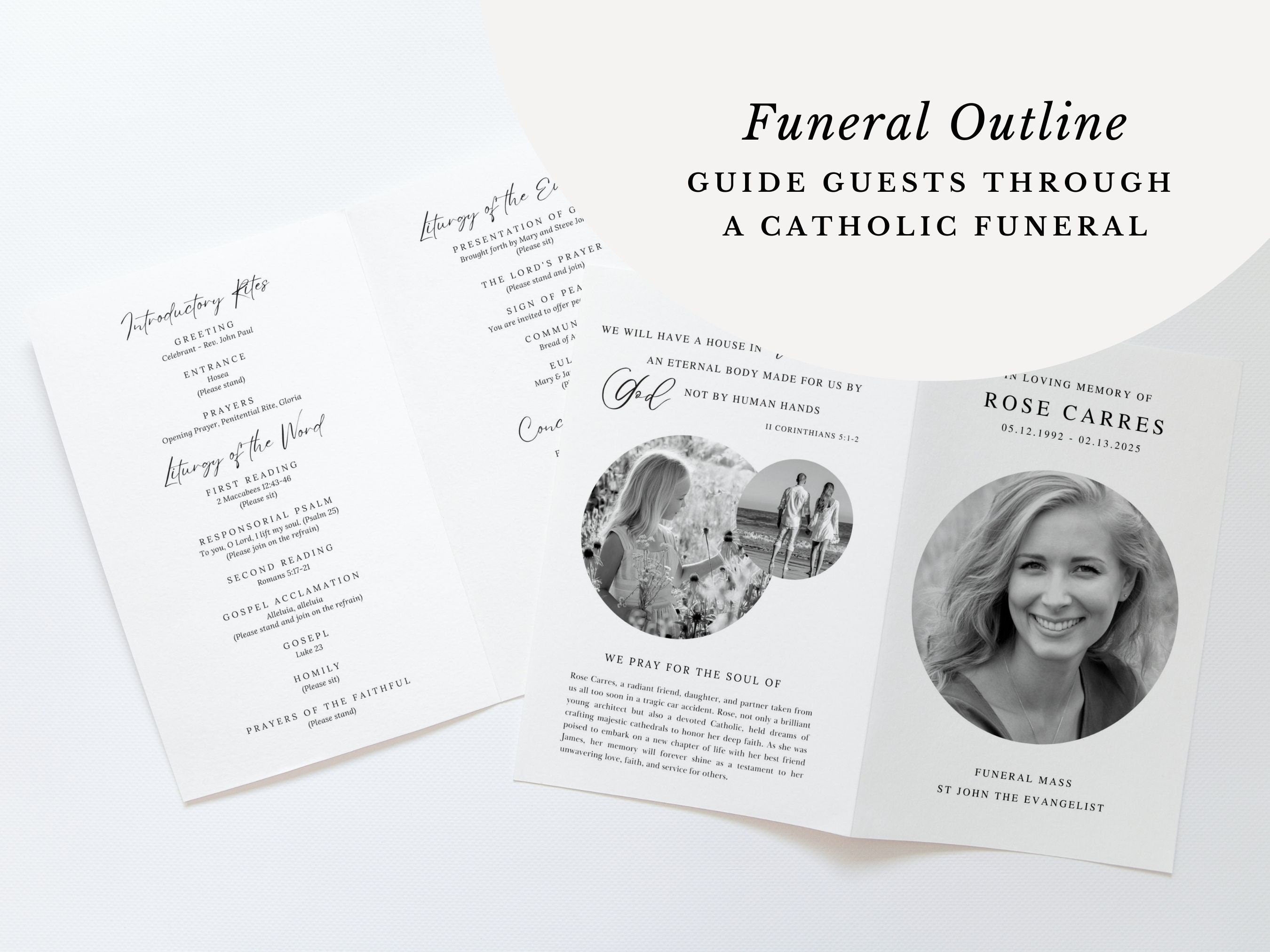 Rose Catholic Funeral Mass Program