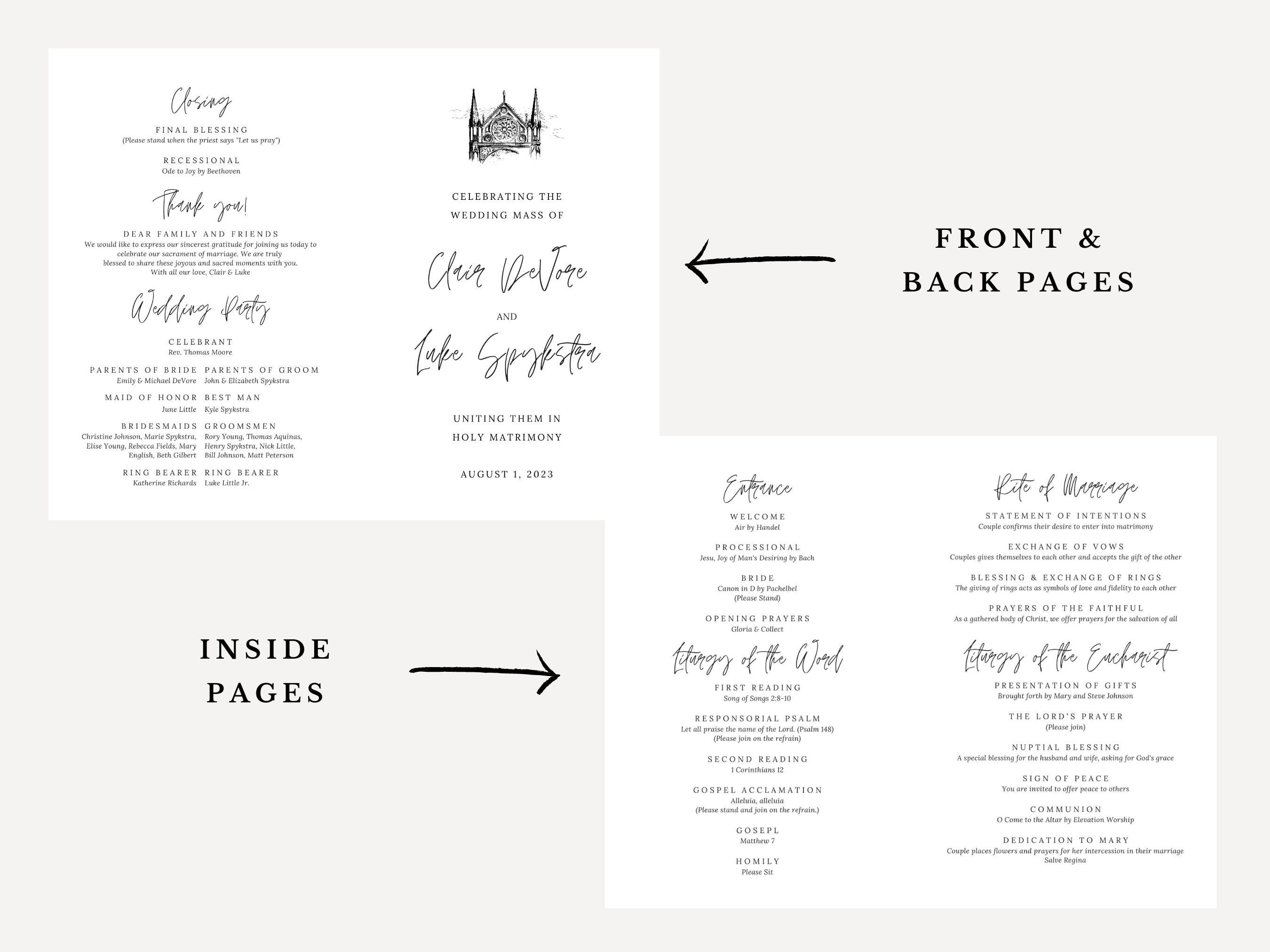 Church Bifold Wedding Program Template
