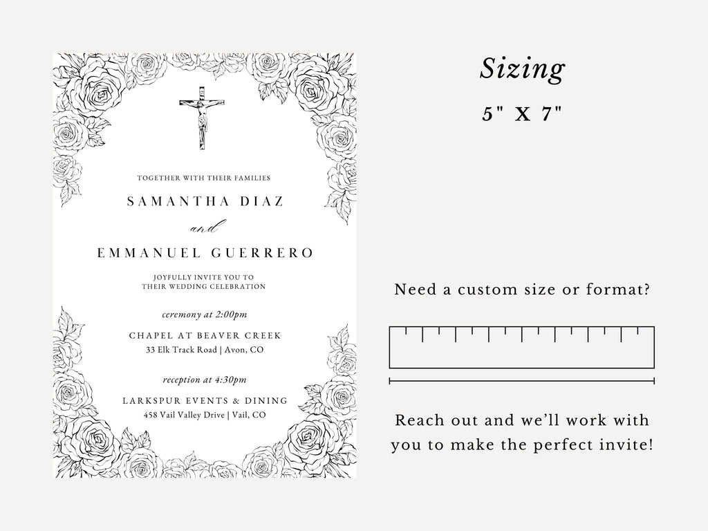 Roses Catholic Wedding Invitation