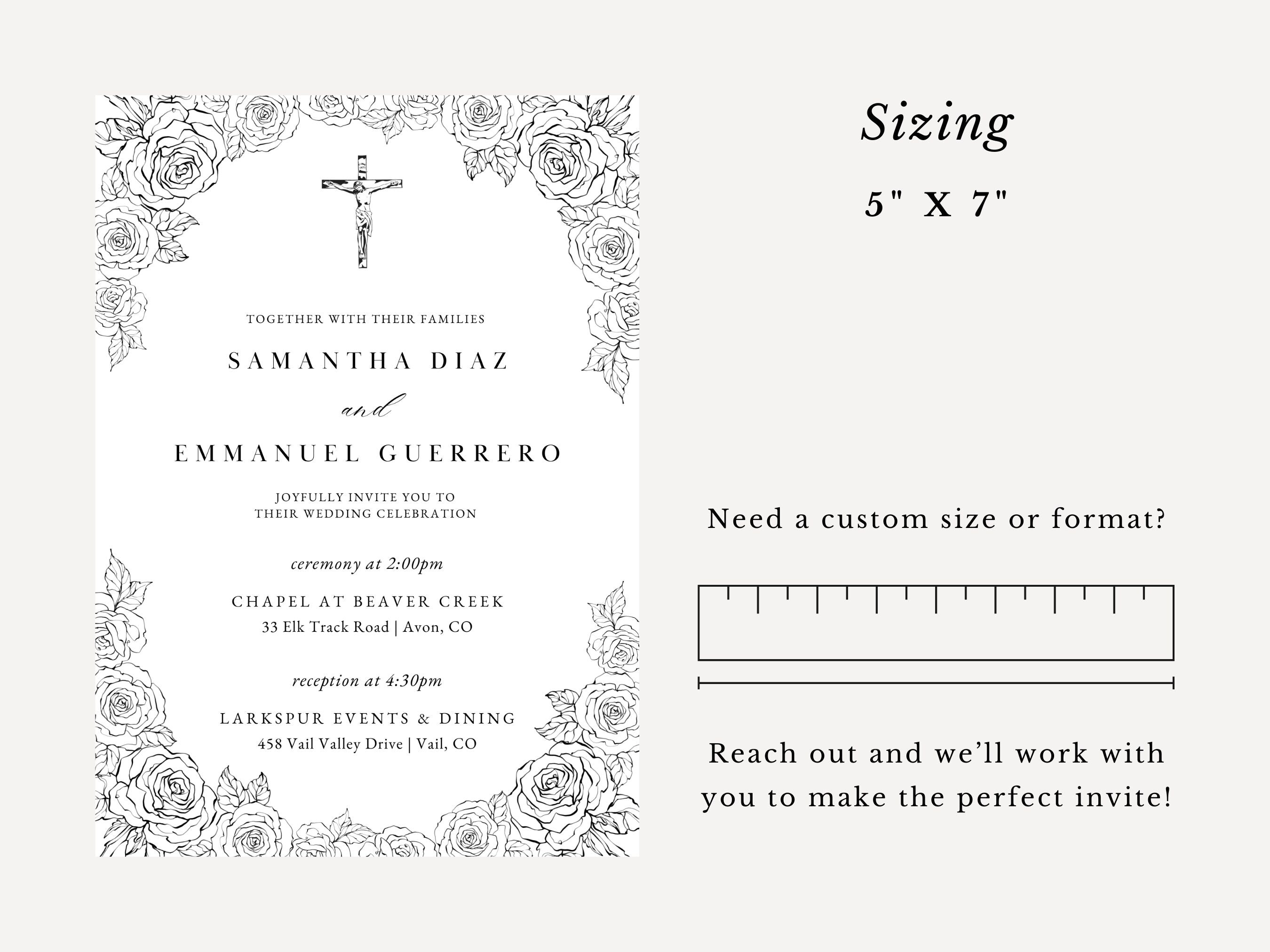 Roses Catholic Wedding Invitation