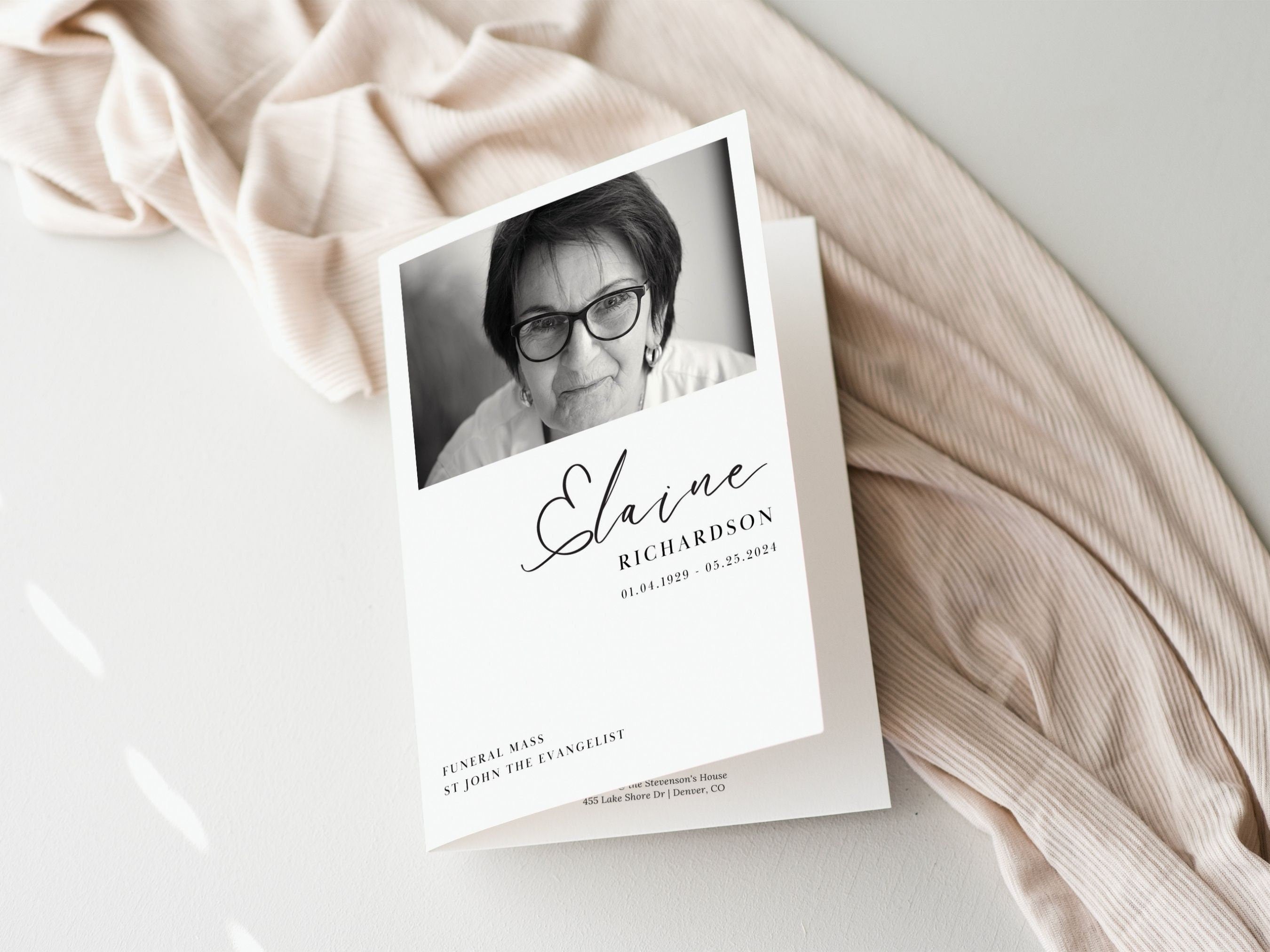 Elaine Catholic Bifold Funeral Program Template