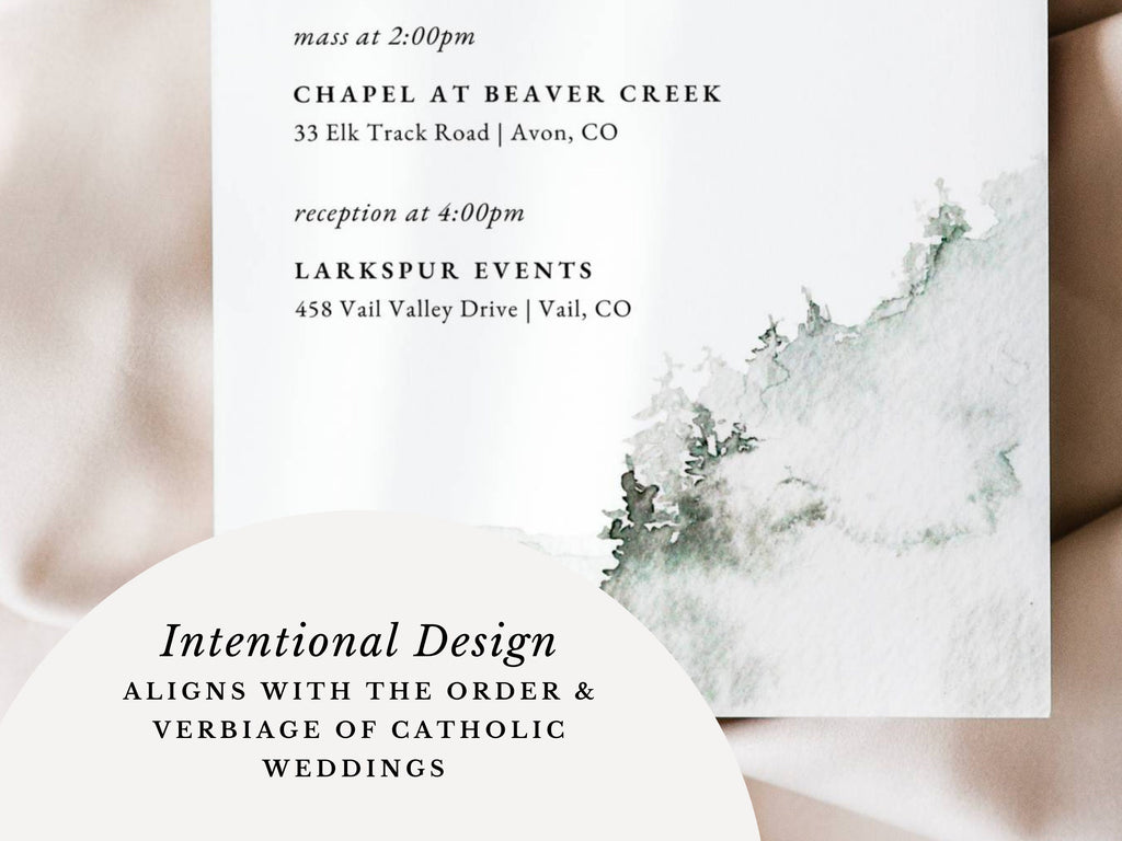 Mountain Catholic Wedding Invitation Template
