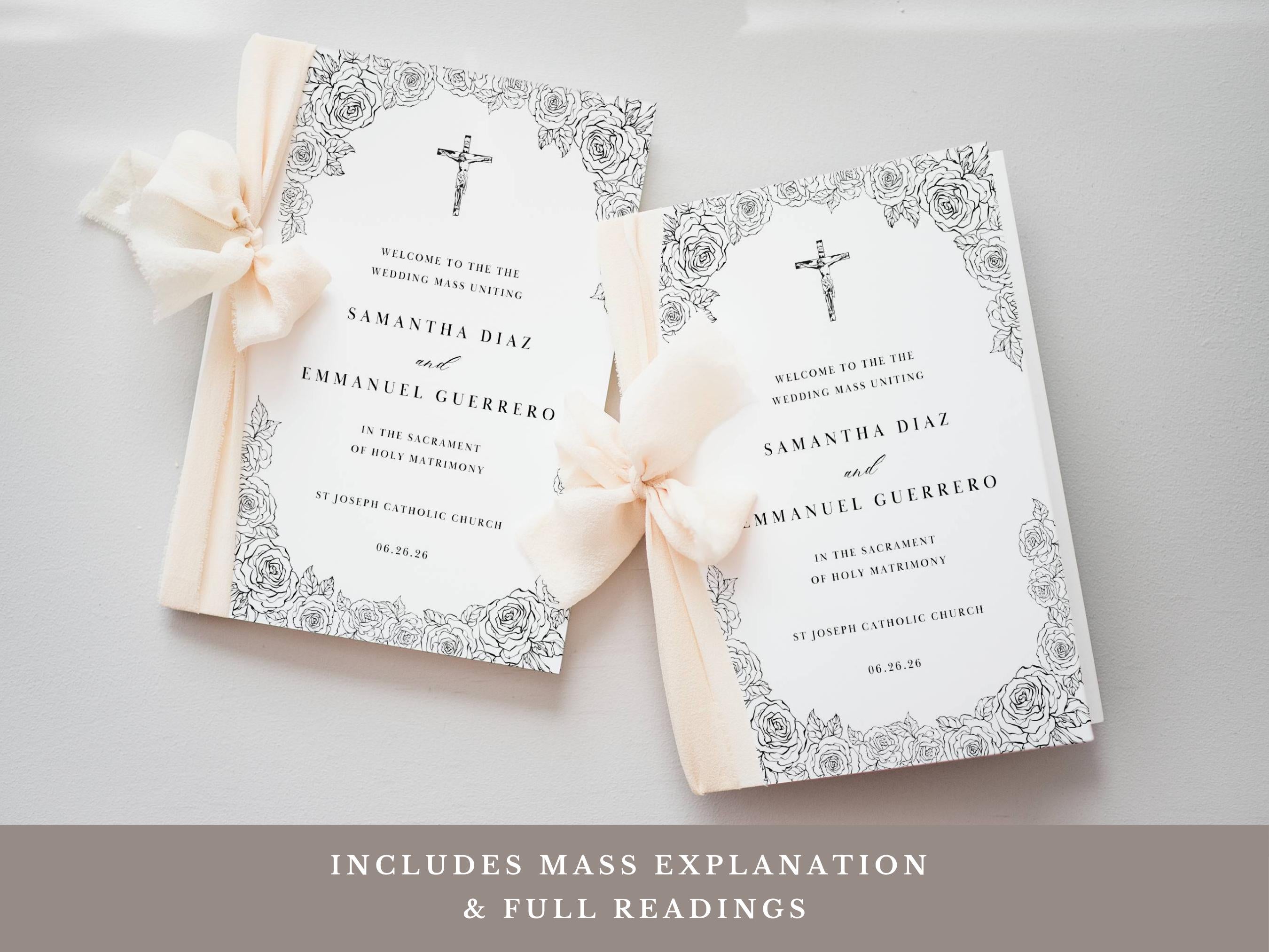 Roses Full Readings & Explanation Wedding Program Template