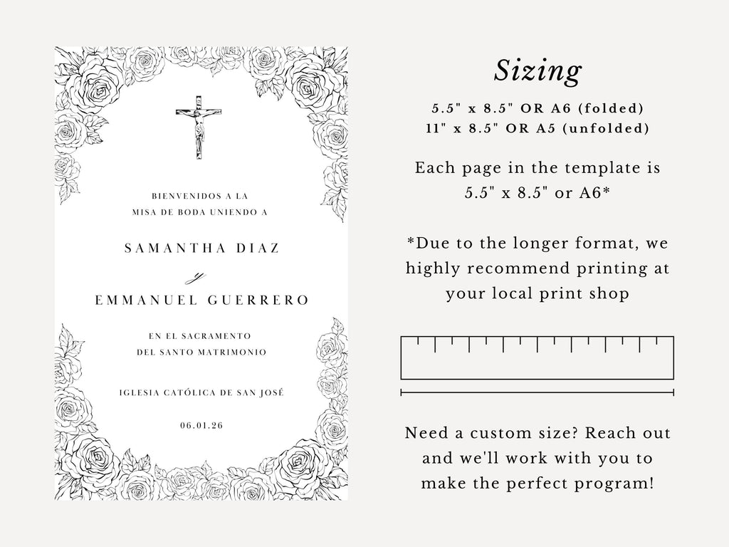 Spanish Catholic Wedding Program Template