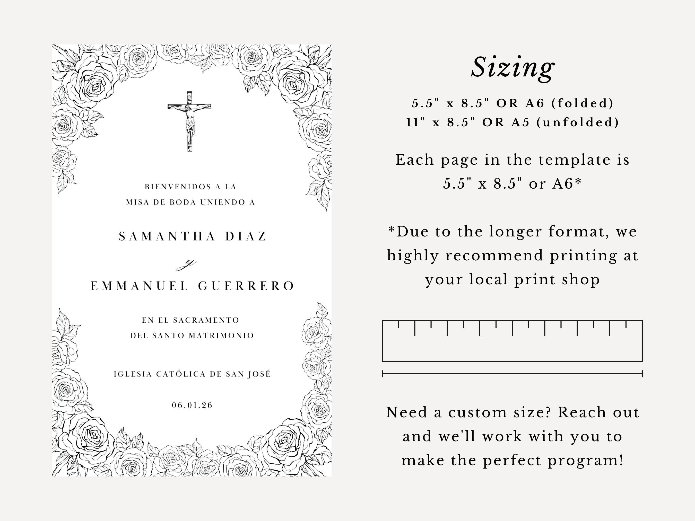 Spanish Catholic Wedding Program Template