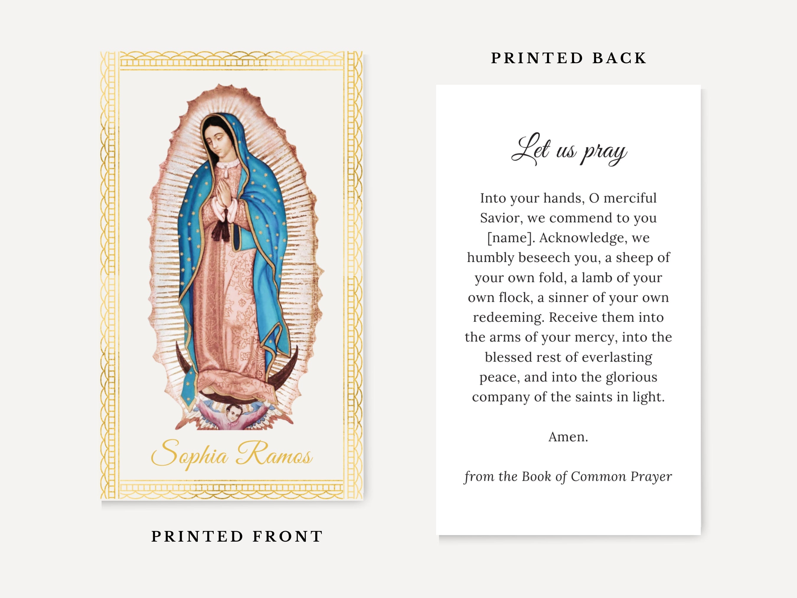 Guadalupe Catholic Funeral Prayer Card Template