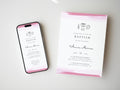 Pink Watercolor Catholic Baptism Invitation