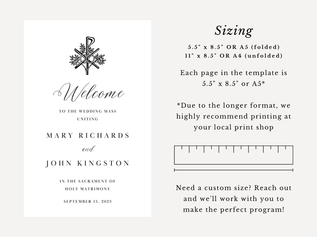 Catholic Rings Full Readings & Explanation Wedding Program Template