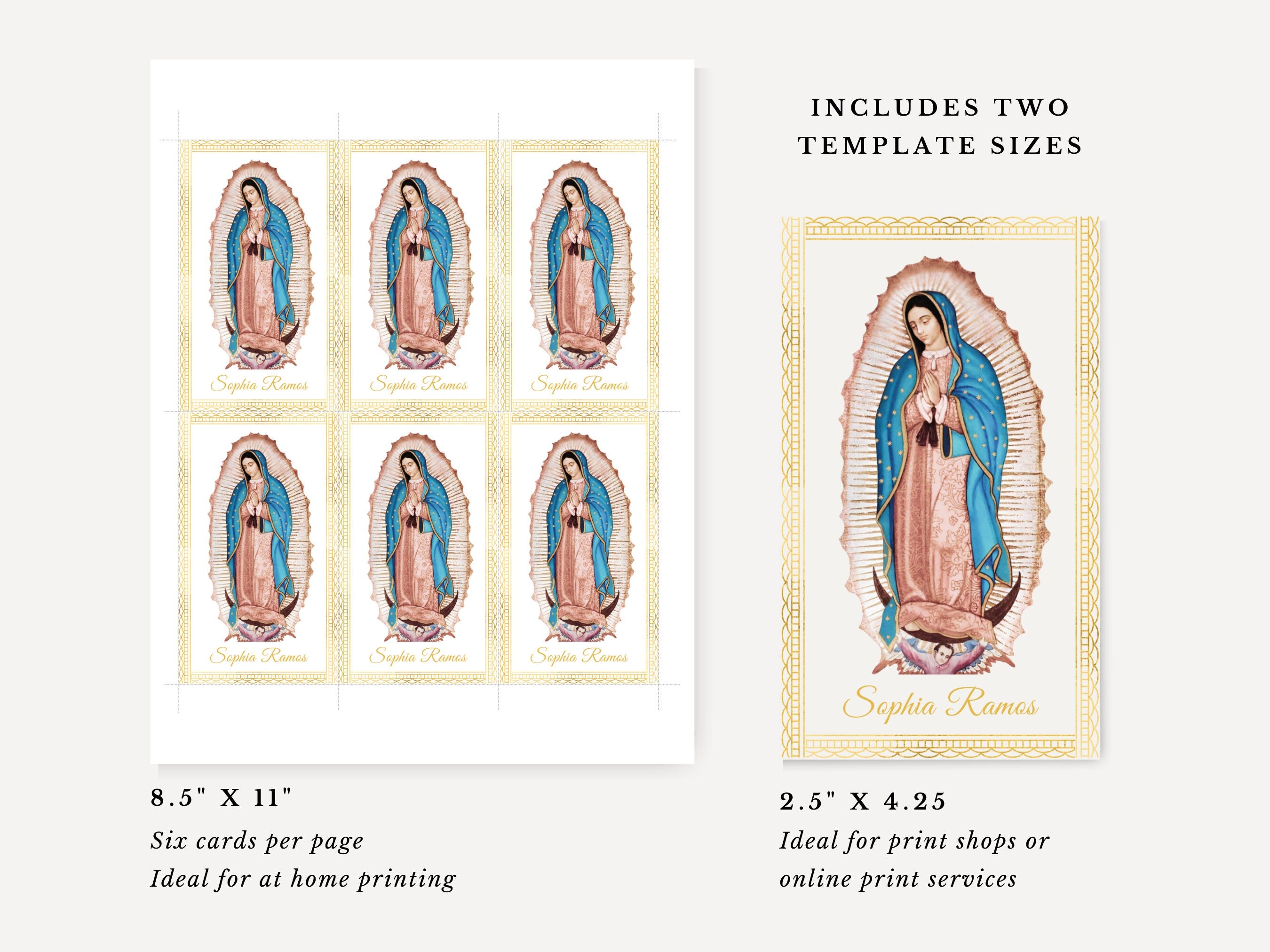 Guadalupe Catholic Funeral Prayer Card Template