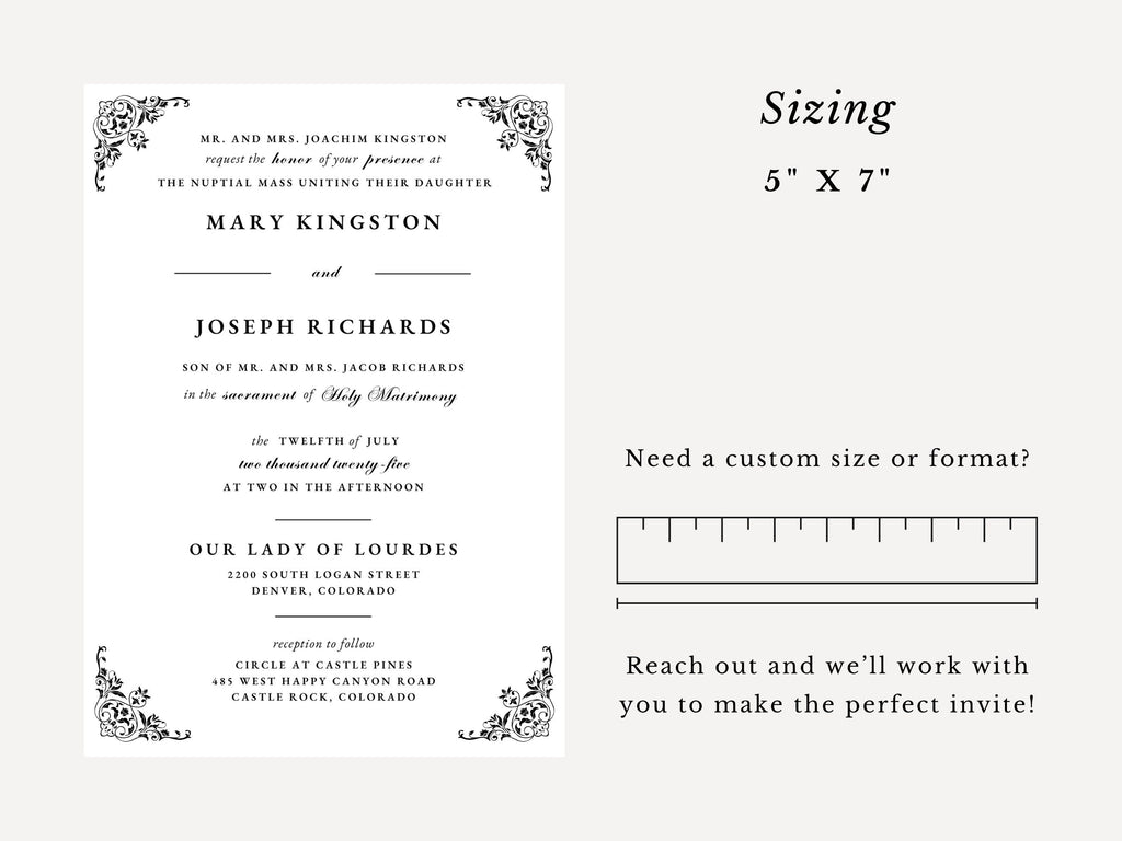 Vintage Catholic Wedding Invitation Template
