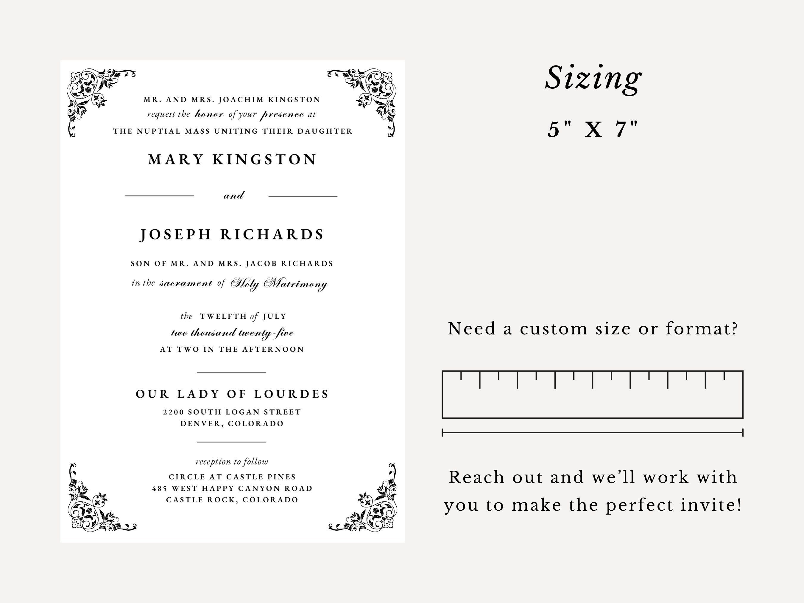 Vintage Catholic Wedding Invitation Template