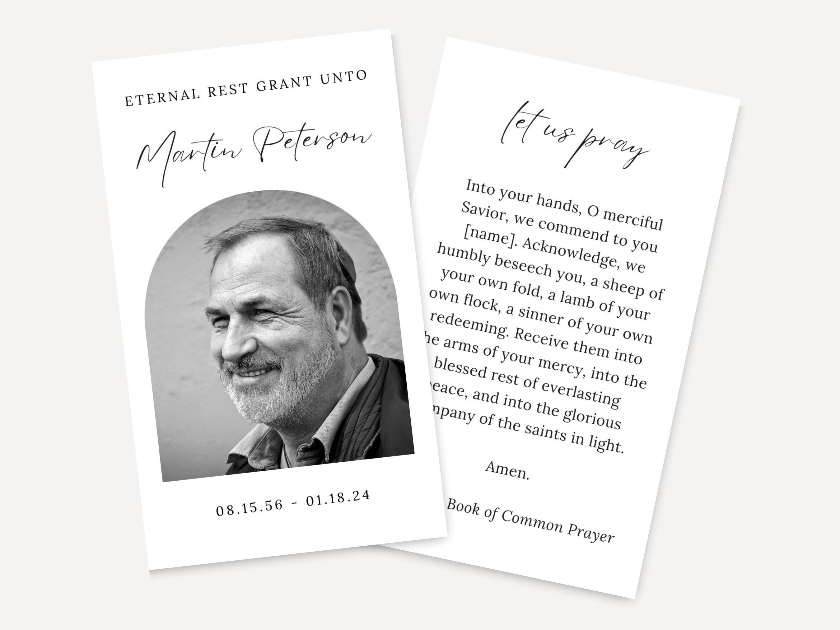 Martin Funeral Prayer Card Template