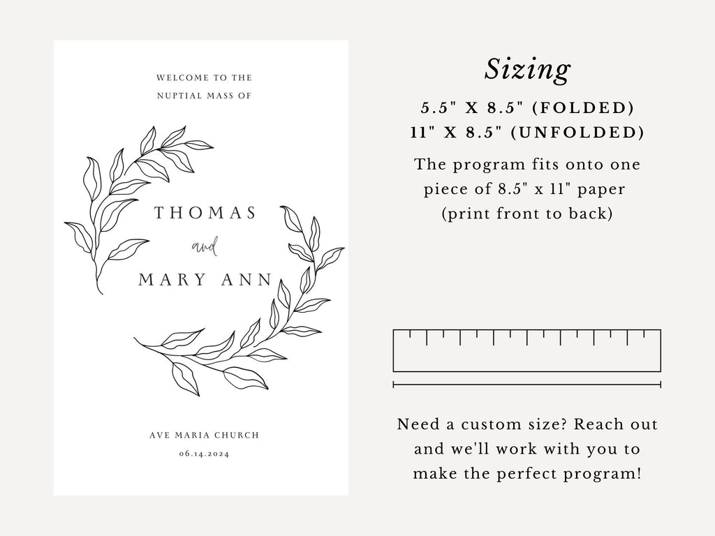 Leaf Bifold Wedding Program Template