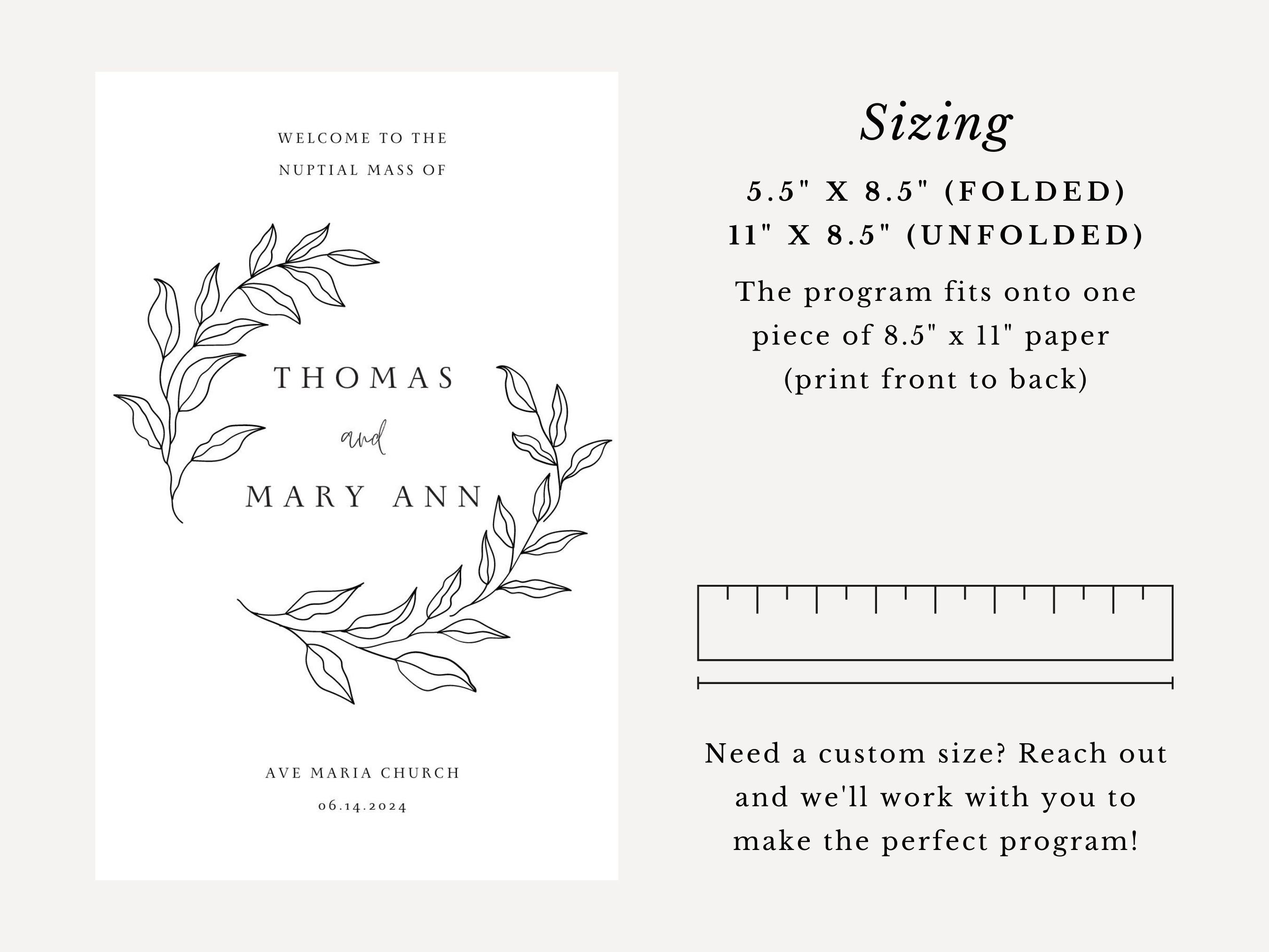 Leaf Bifold Wedding Program Template