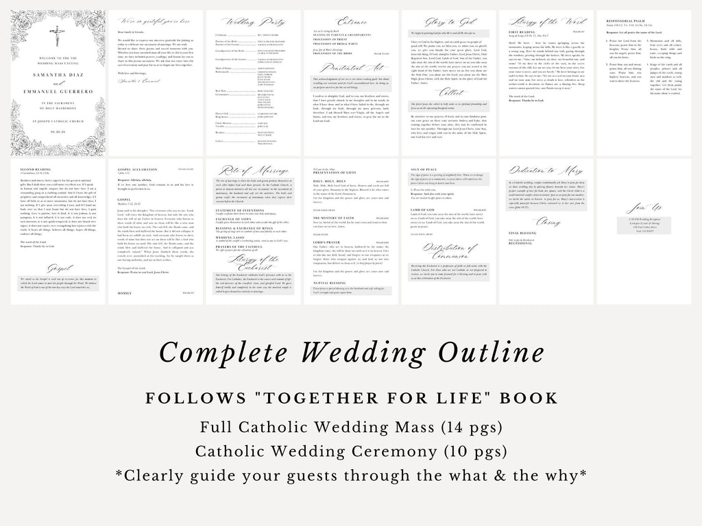 Roses Full Readings & Explanation Wedding Program Template