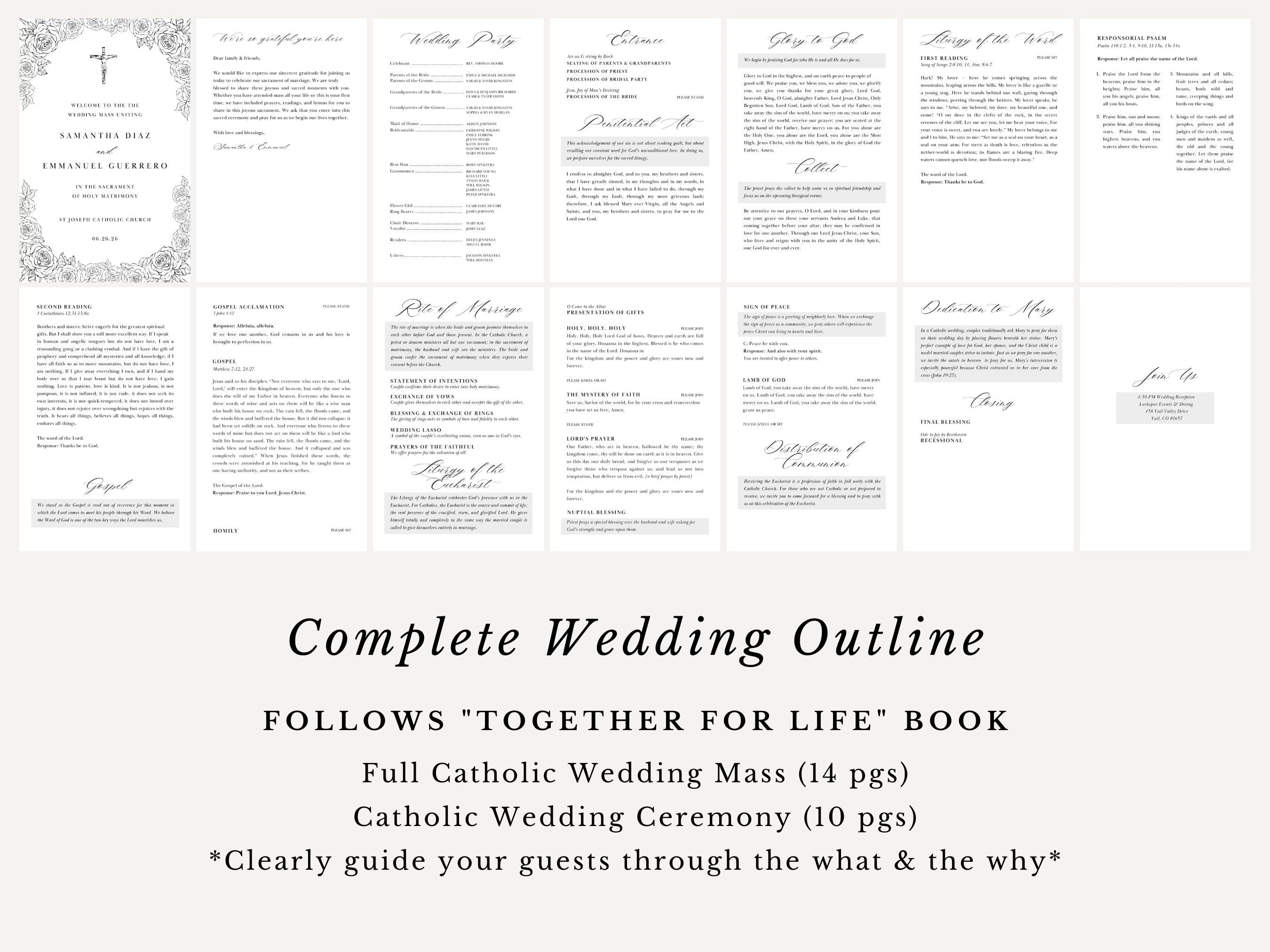 Roses Full Readings & Explanation Wedding Program Template