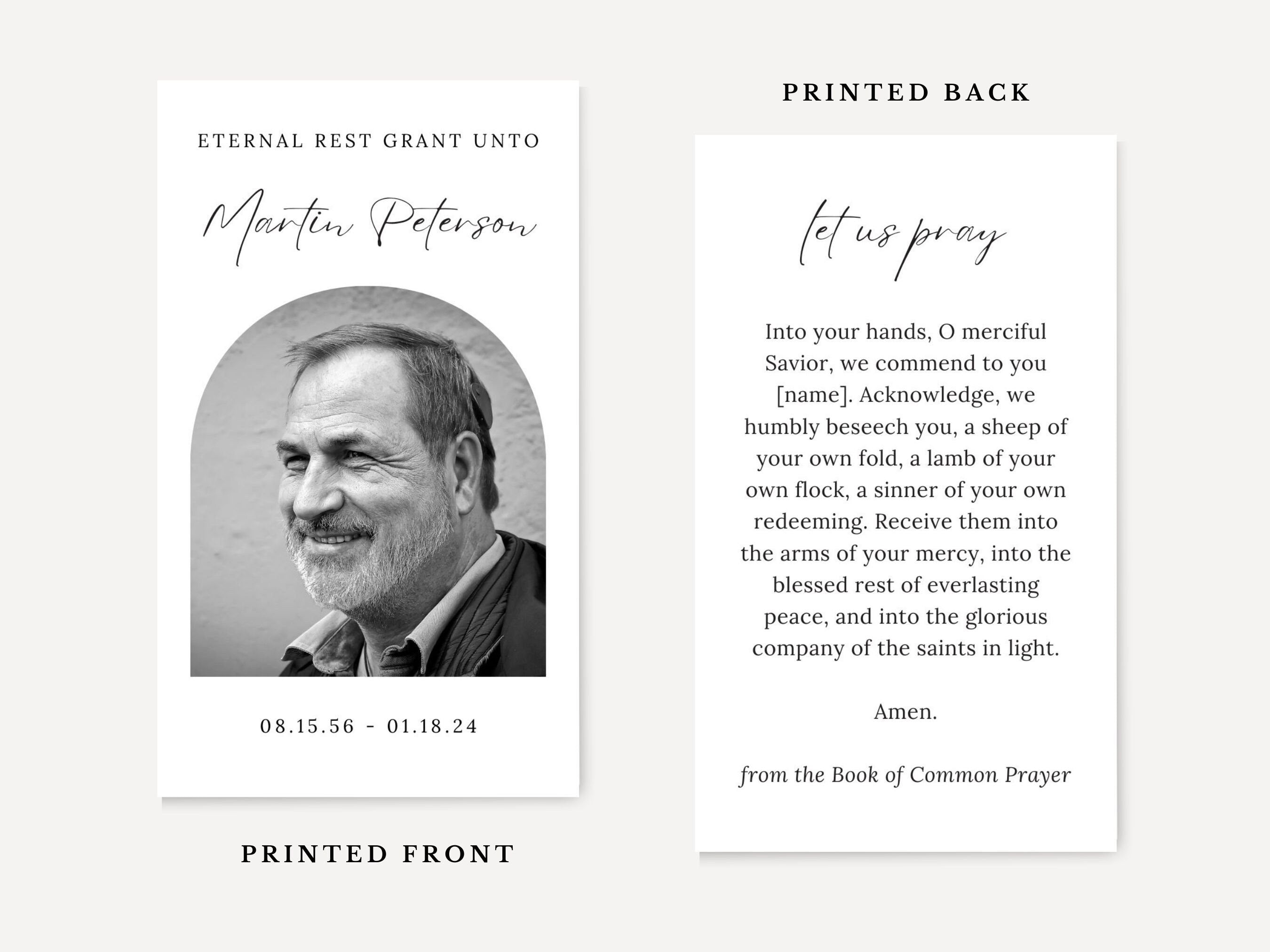 Martin Funeral Prayer Card Template