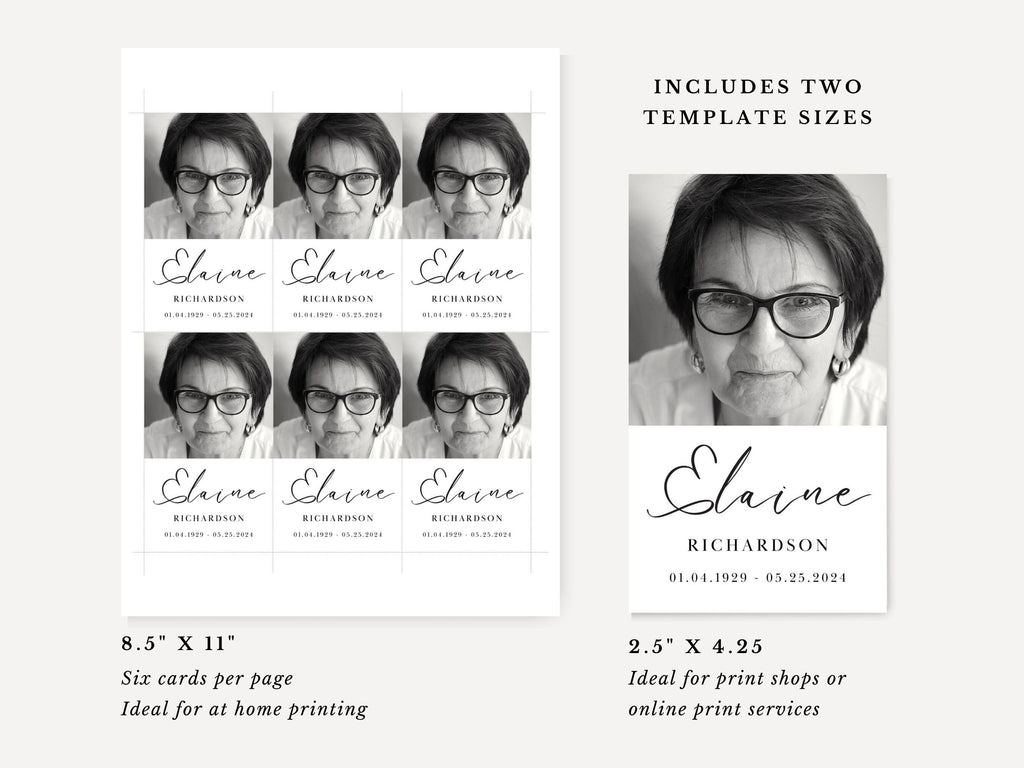 Elaine Funeral Prayer Card Template