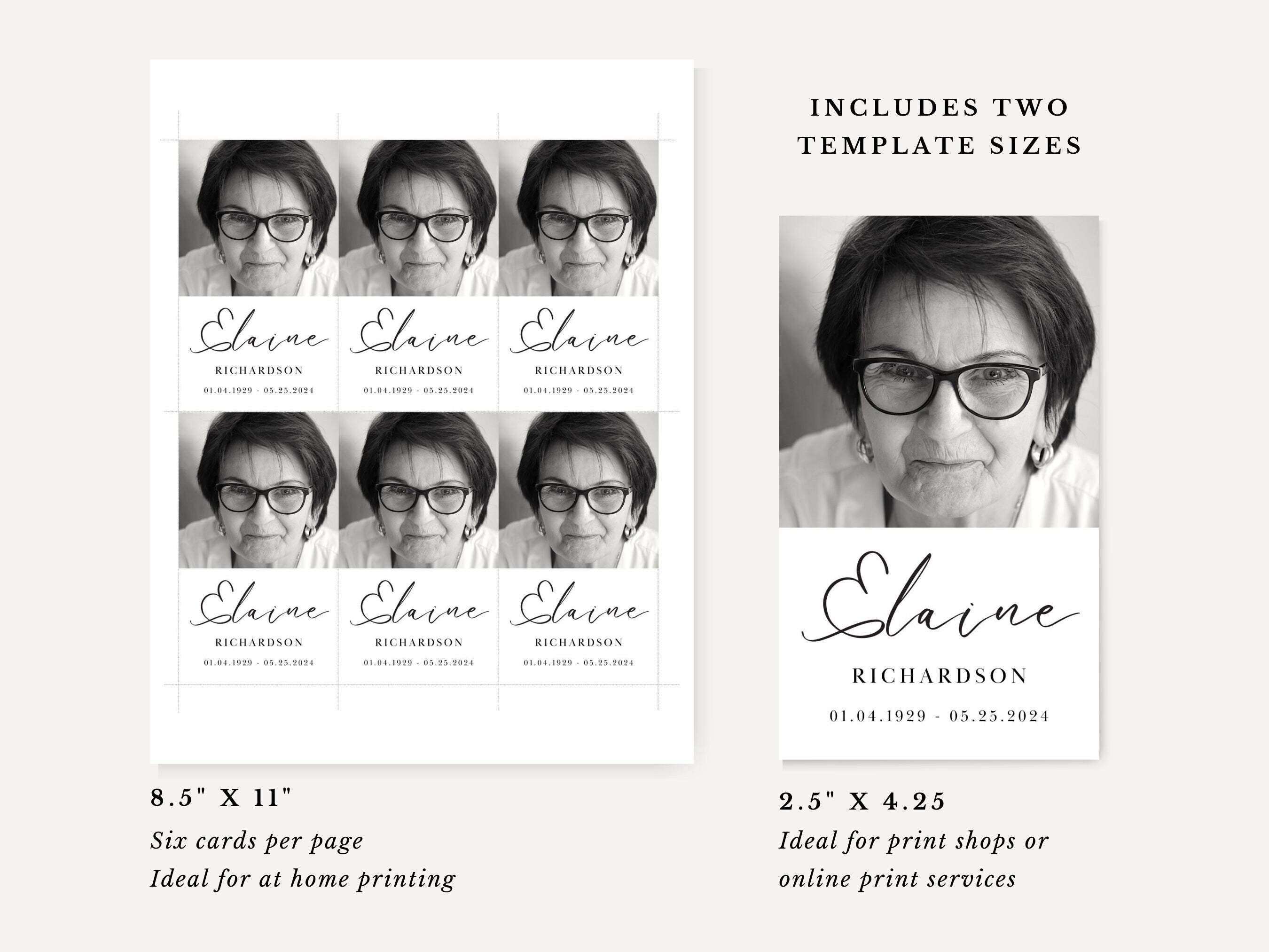 Elaine Funeral Prayer Card Template