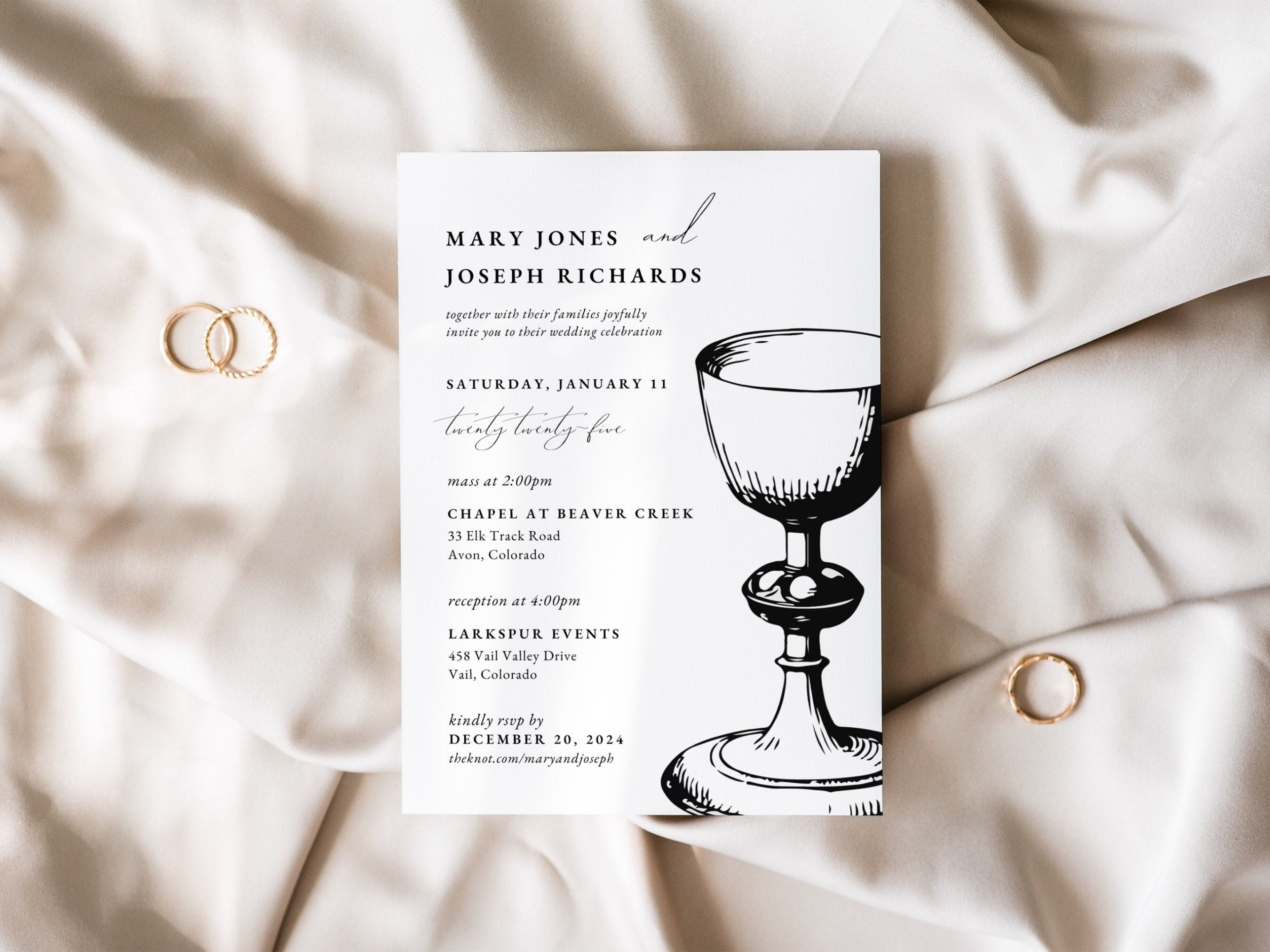 Chalice Catholic Wedding Invitation Template