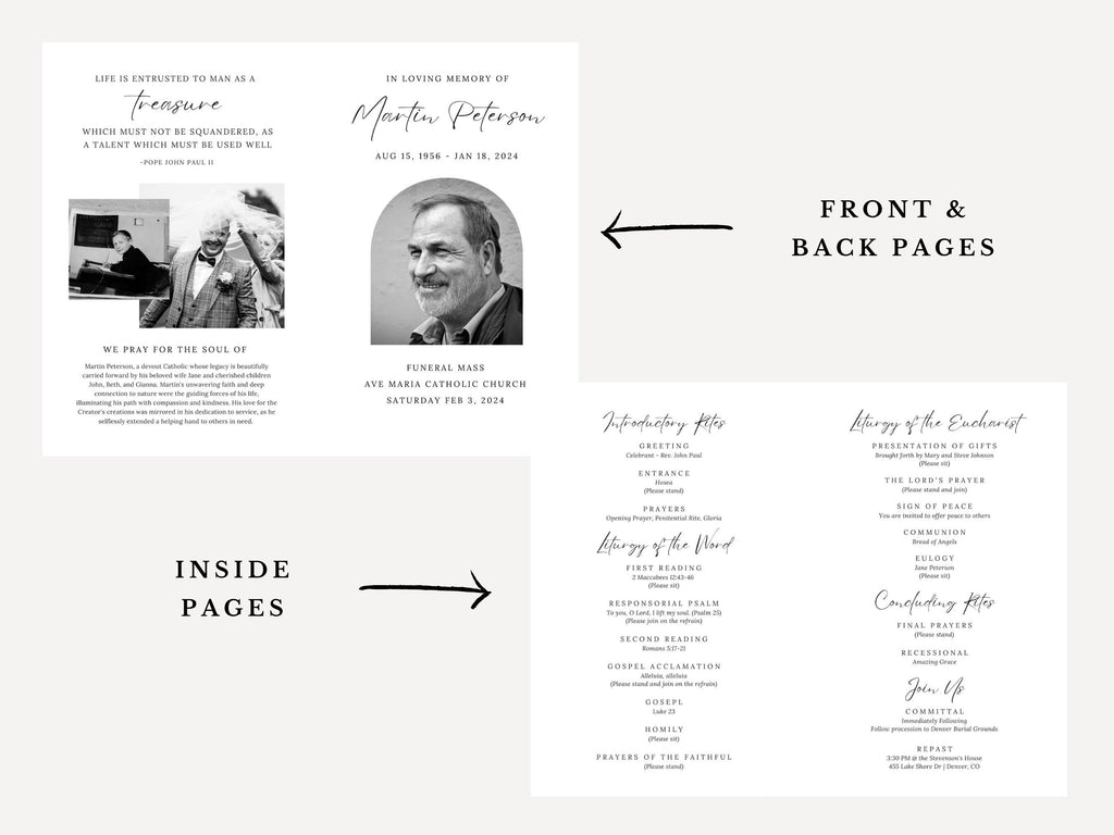 Martin Catholic Funeral Mass Program Template