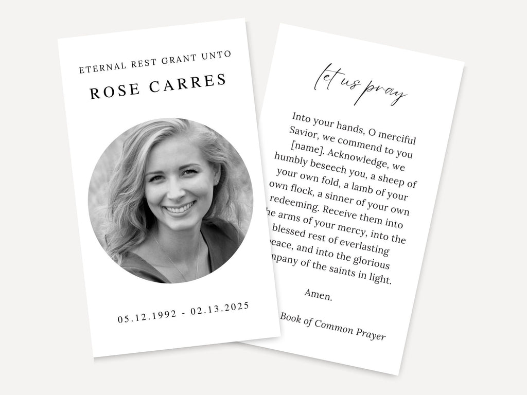 Rose Funeral Prayer Card Template