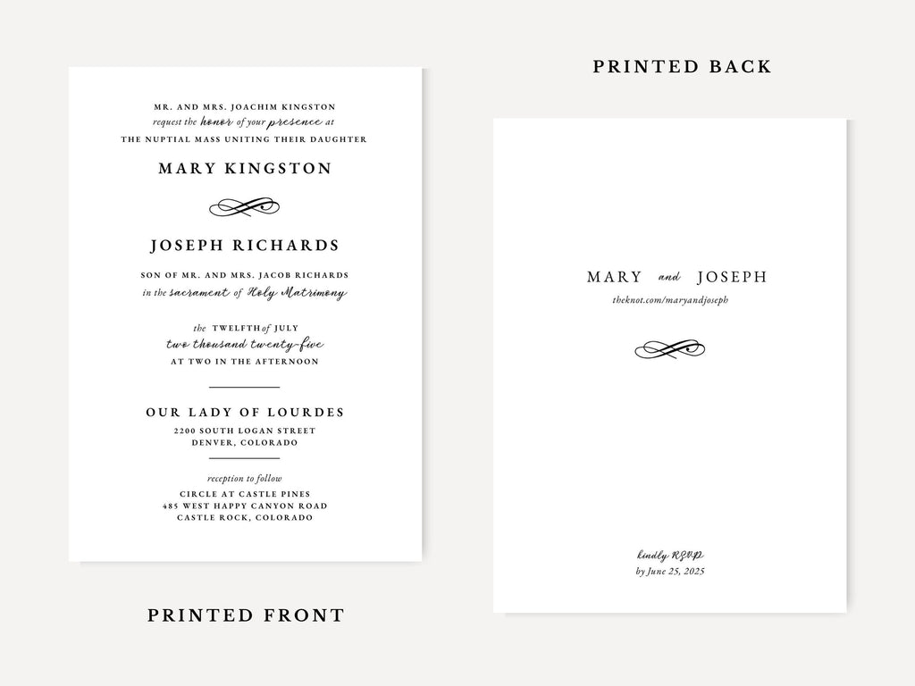 Elegant Catholic Wedding Invitation