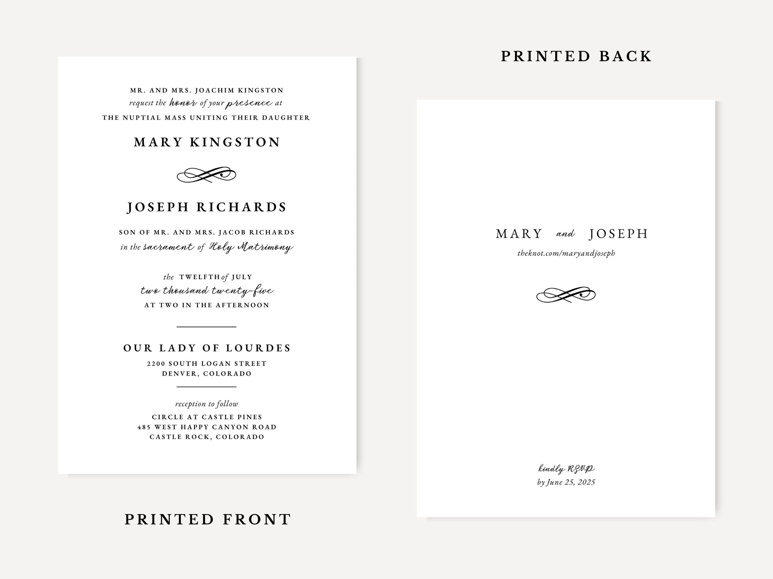 Elegant Catholic Wedding Invitation