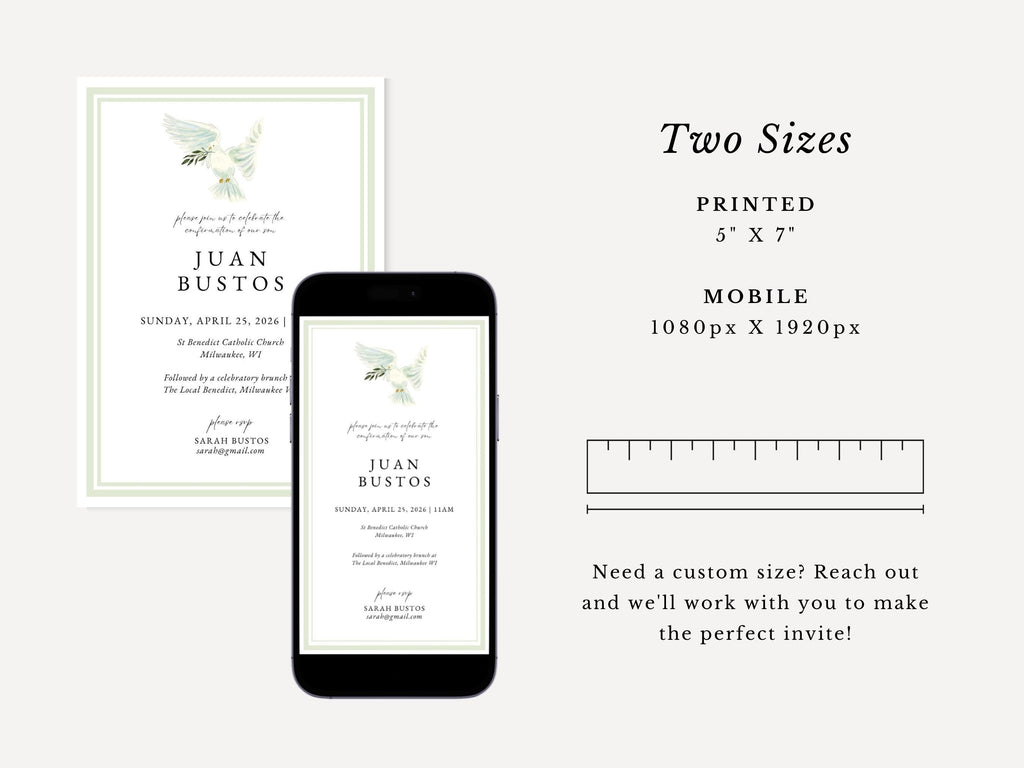 Dove Confirmation Invitation Template