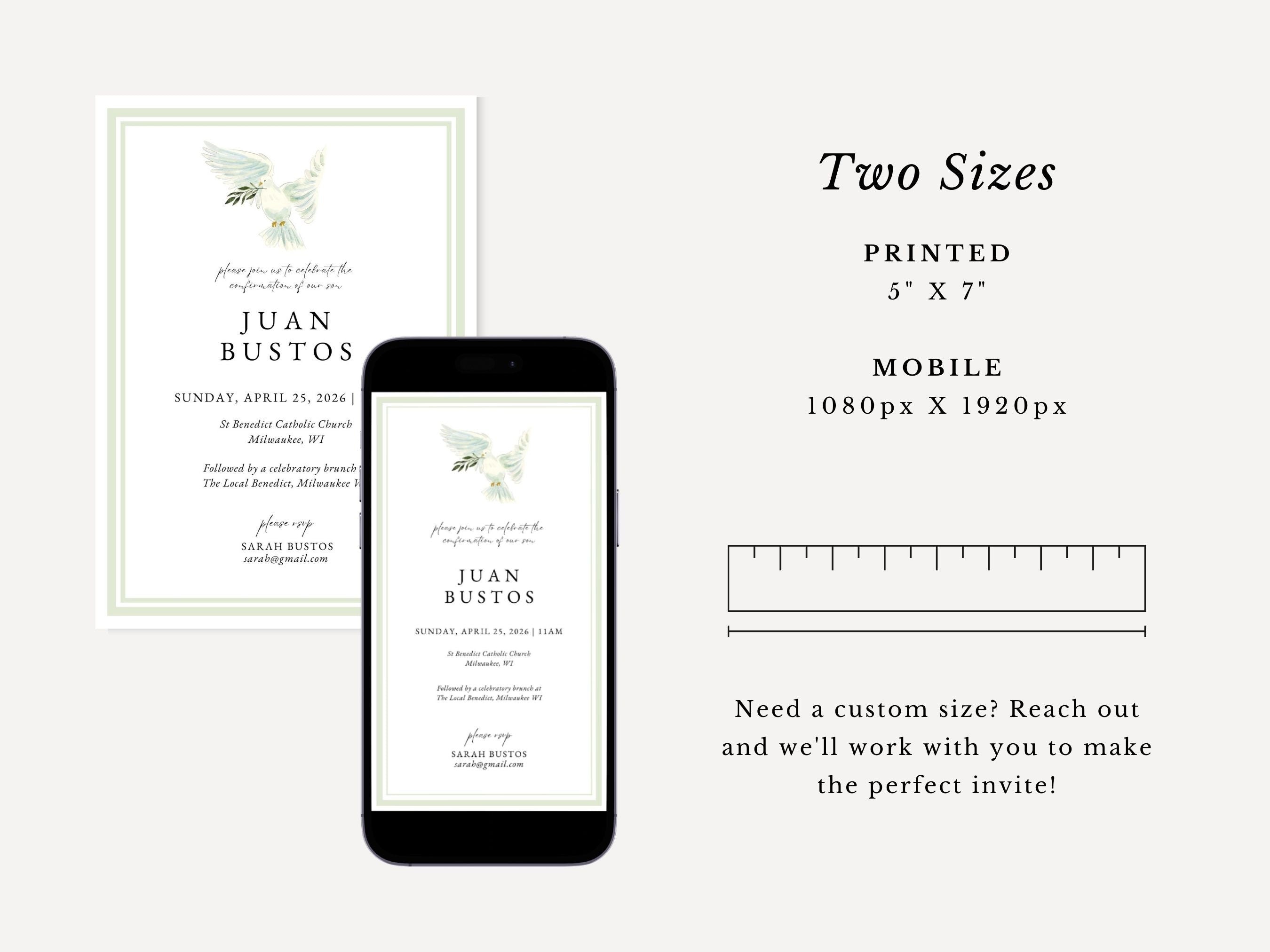 Dove Confirmation Invitation Template