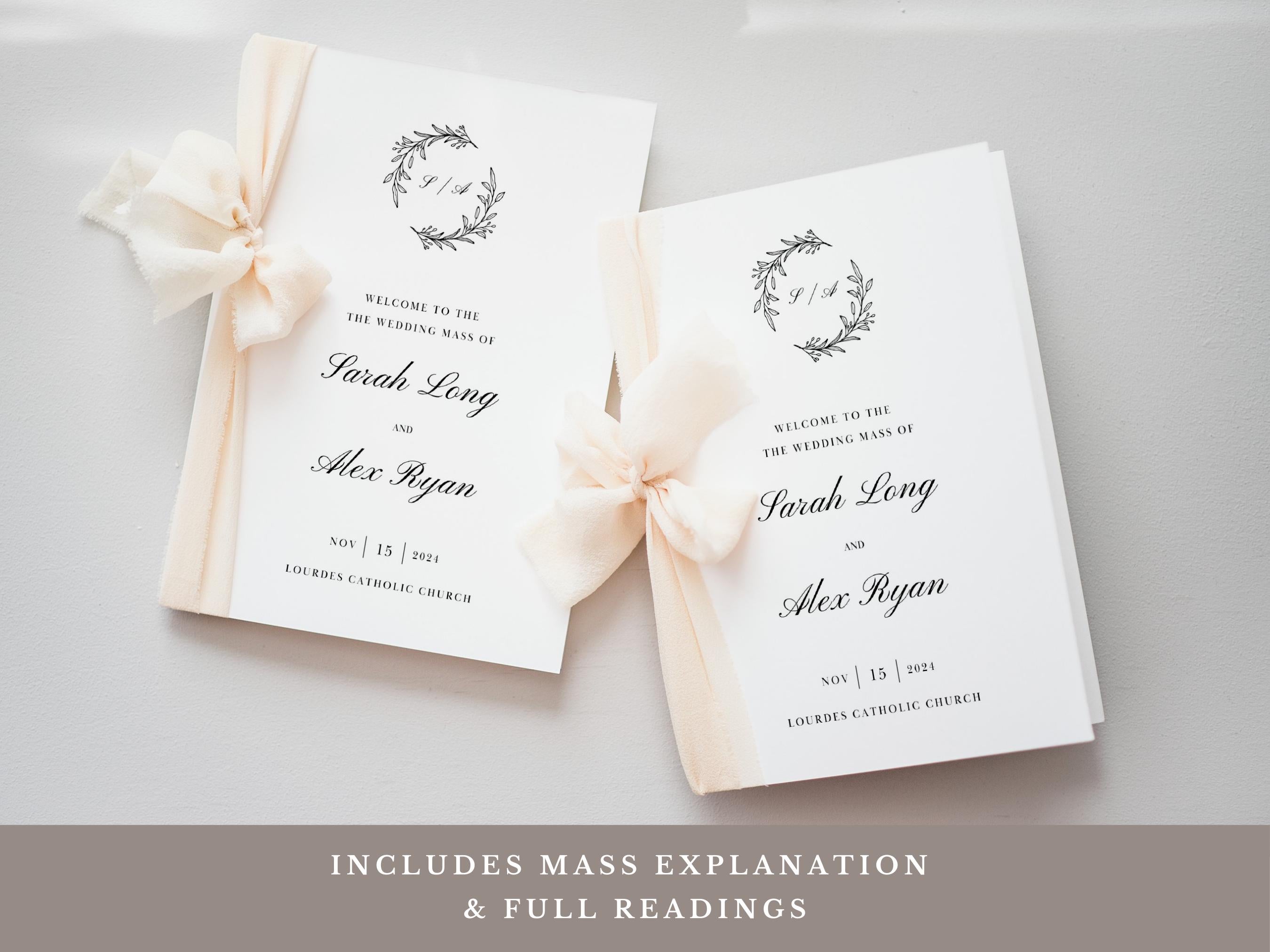 Wreath Full Readings & Explanation Wedding Program Template