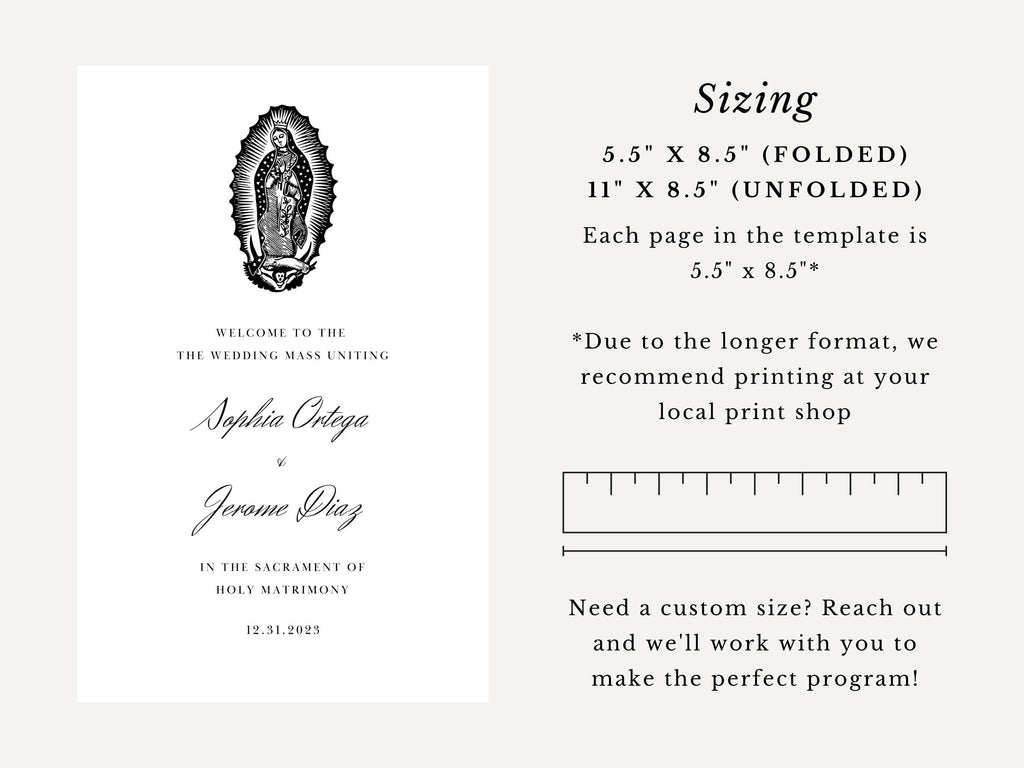 Guadalupe Full Readings & Explanation Wedding Program Template
