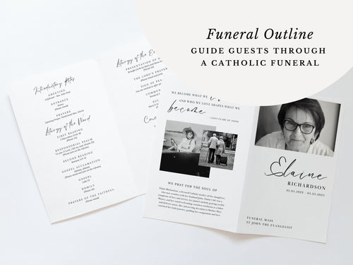 Elaine Catholic Bifold Funeral Program Template