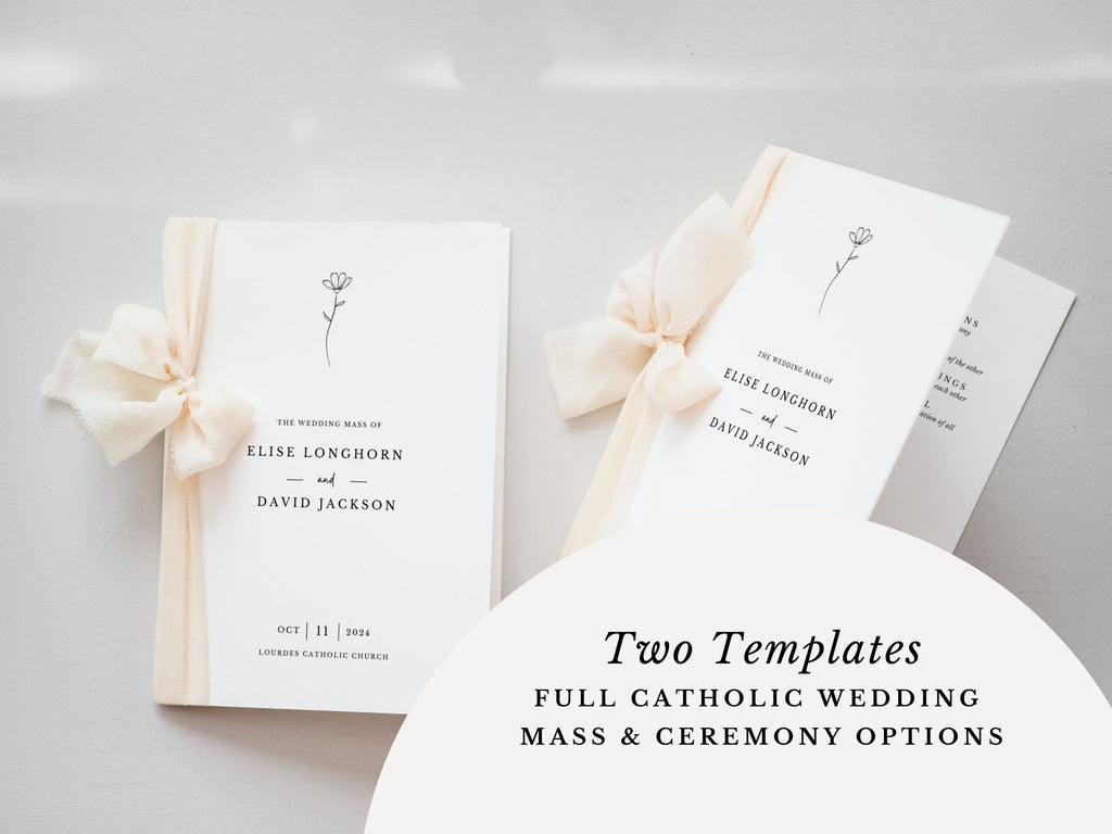 Flower Bifold Wedding Program Template