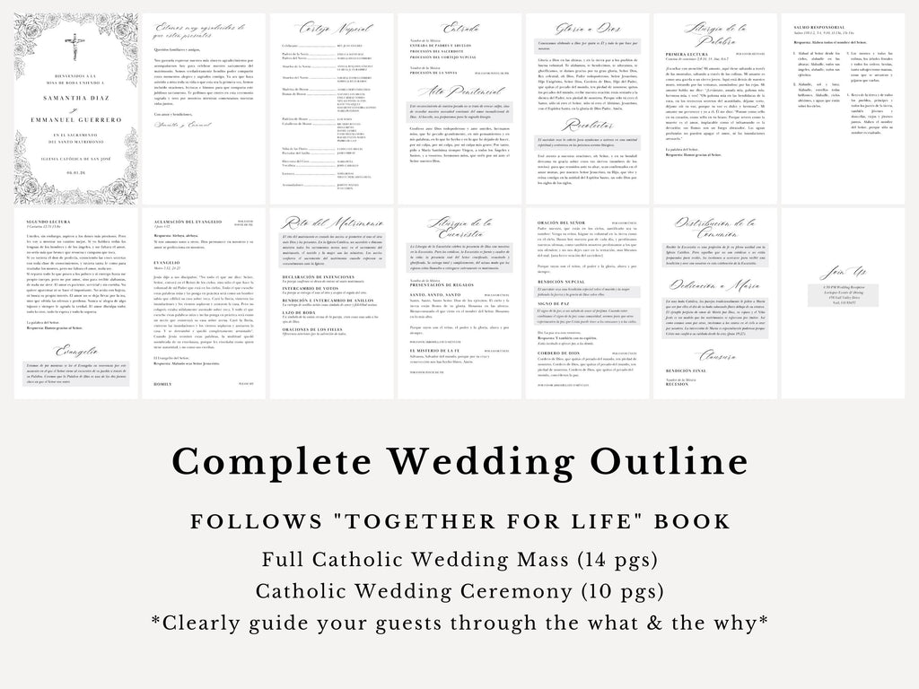 Spanish Catholic Wedding Program Template