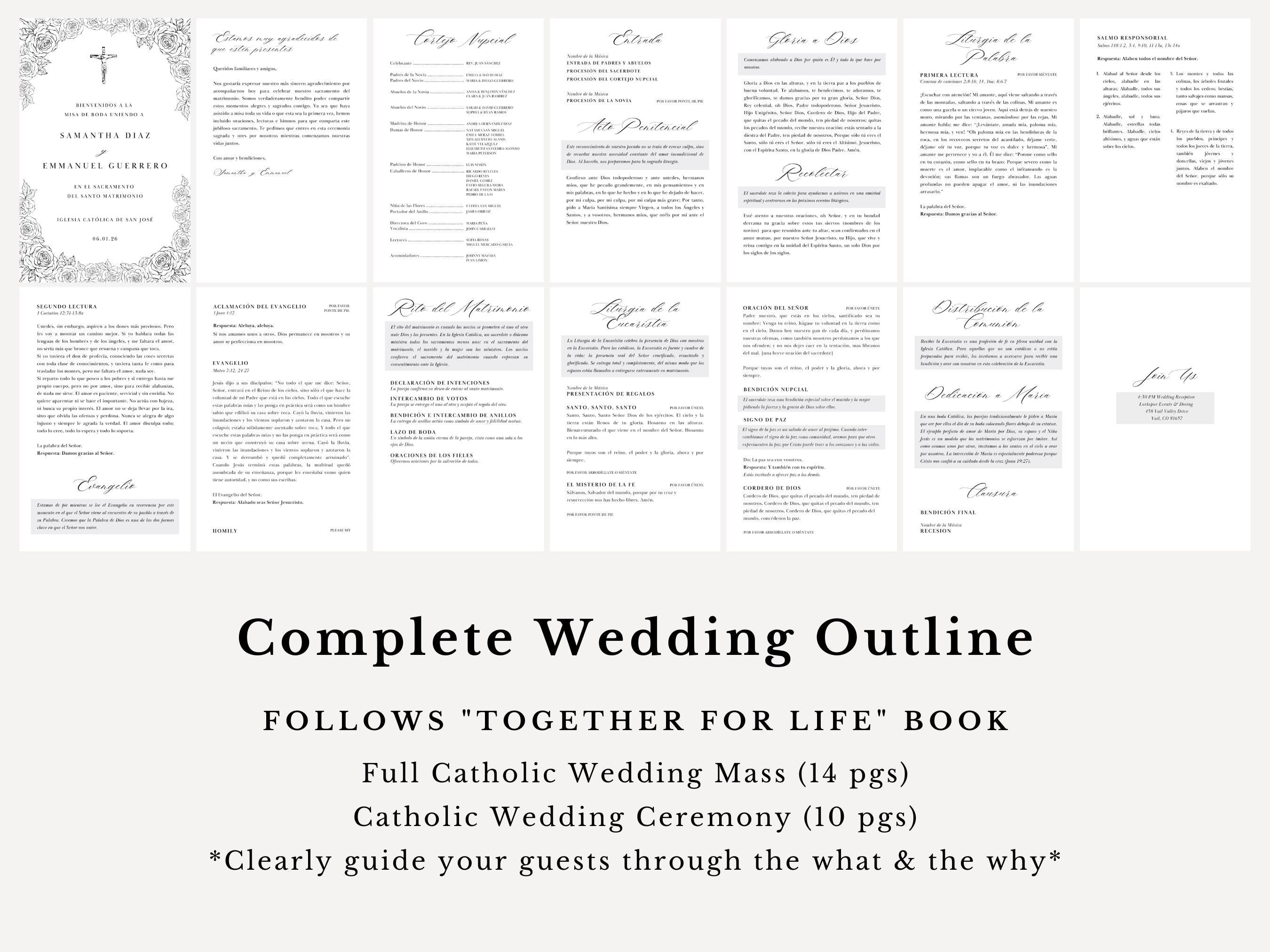 Spanish Catholic Wedding Program Template