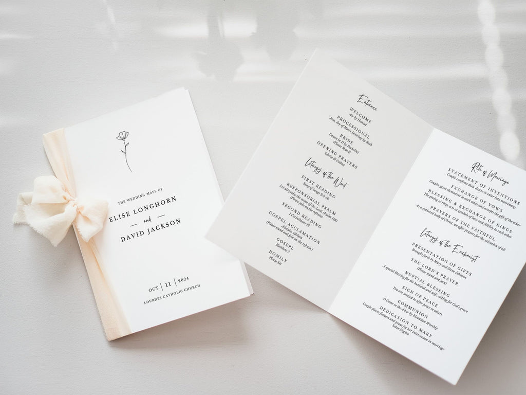 Flower Bifold Wedding Program Template