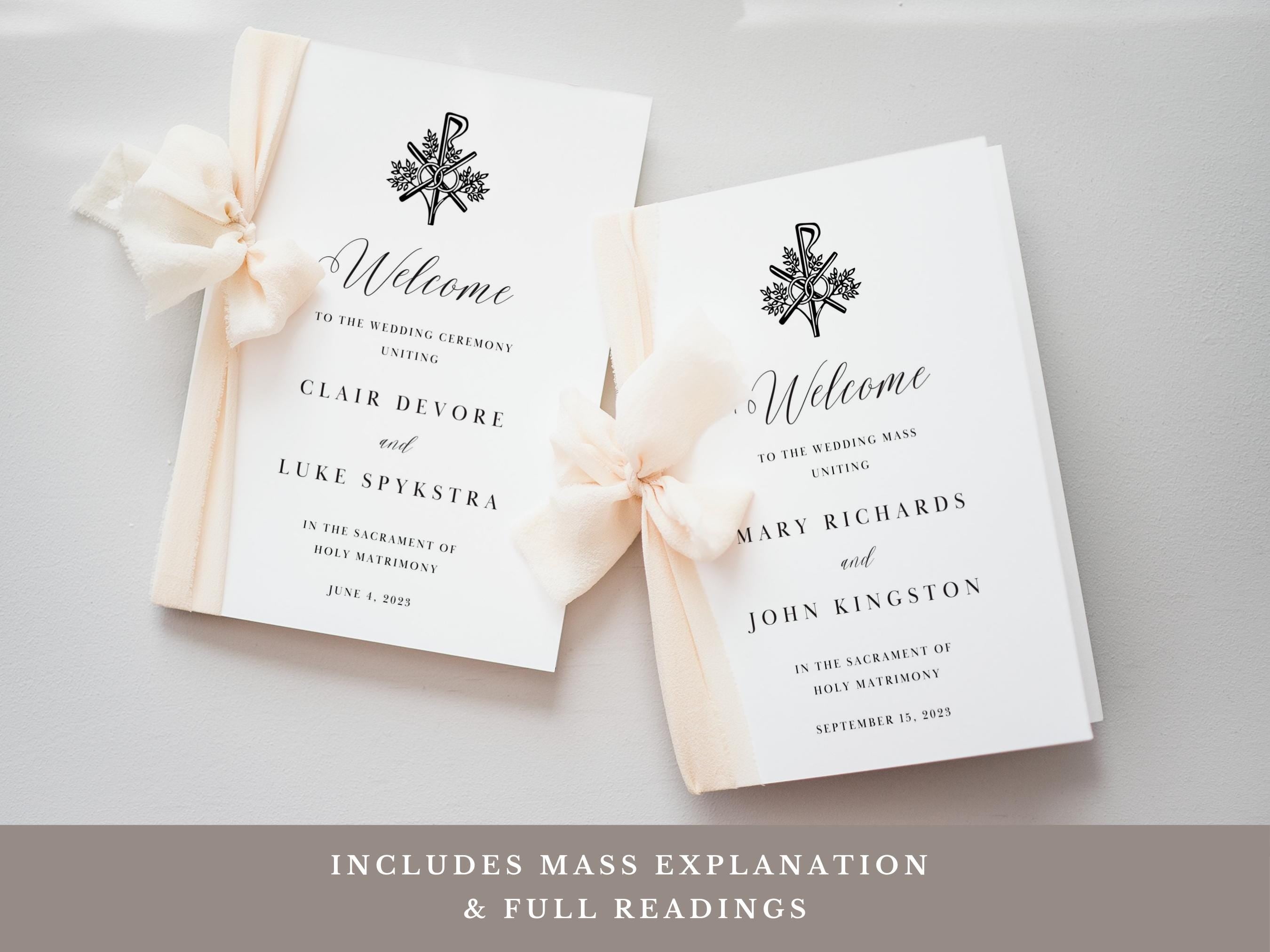 Catholic Rings Full Readings & Explanation Wedding Program Template
